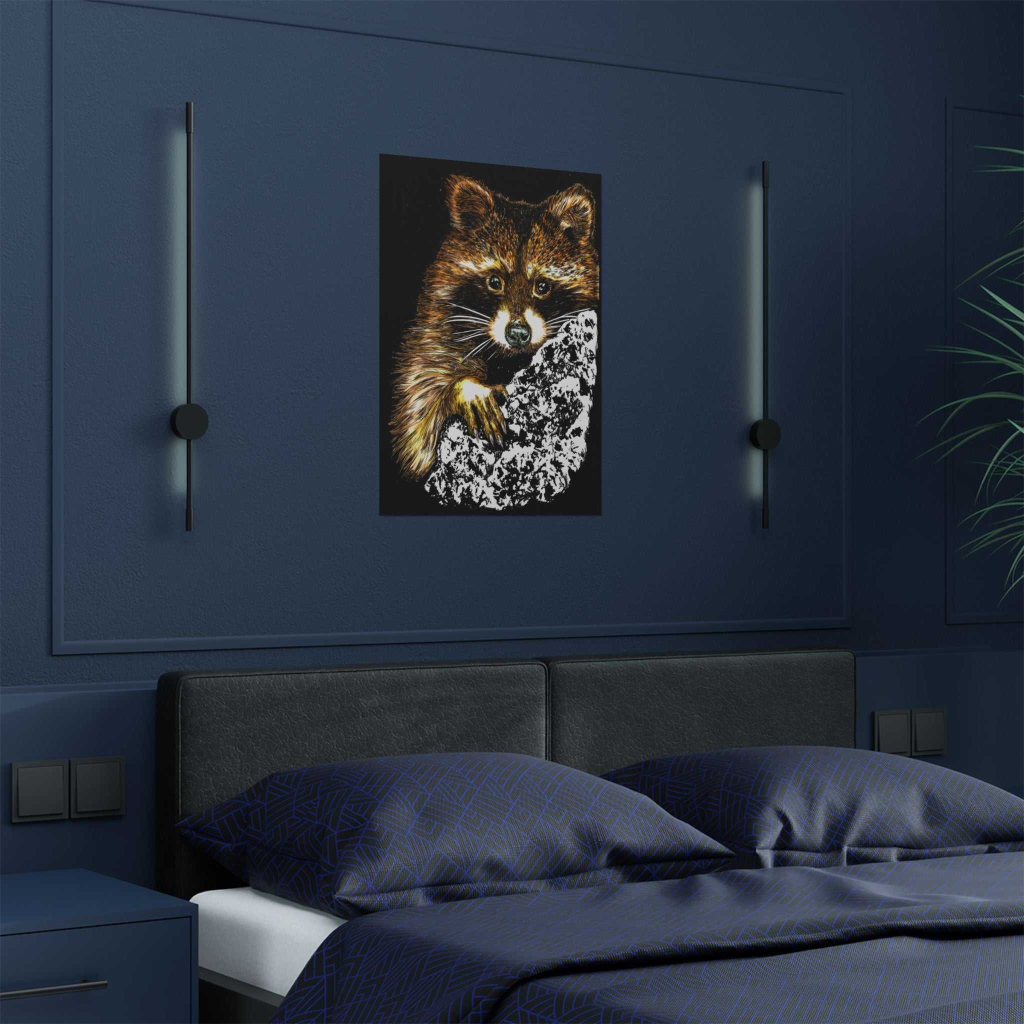 Bring the beauty of nature home with our Raccoon Wildlife Satin Poster - Hand-Drawn Raccoon Art Print. Add a touch of whimsy to your space today!