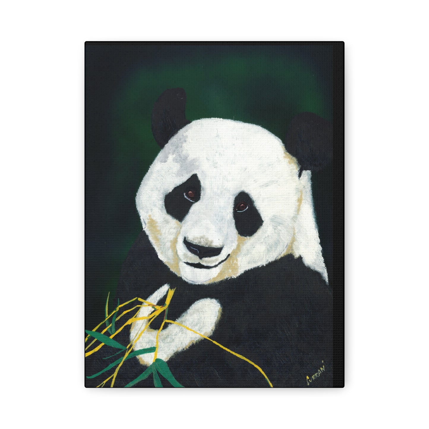 Panda Wall Art, Panda Print, Wildlife Art, Hand-Painted Panda, Nature Wall Decor, Bamboo Forest Art, Animal Lover Gift, Zen Decor. Printed on Matte Canvas, Stretched, 1.25"