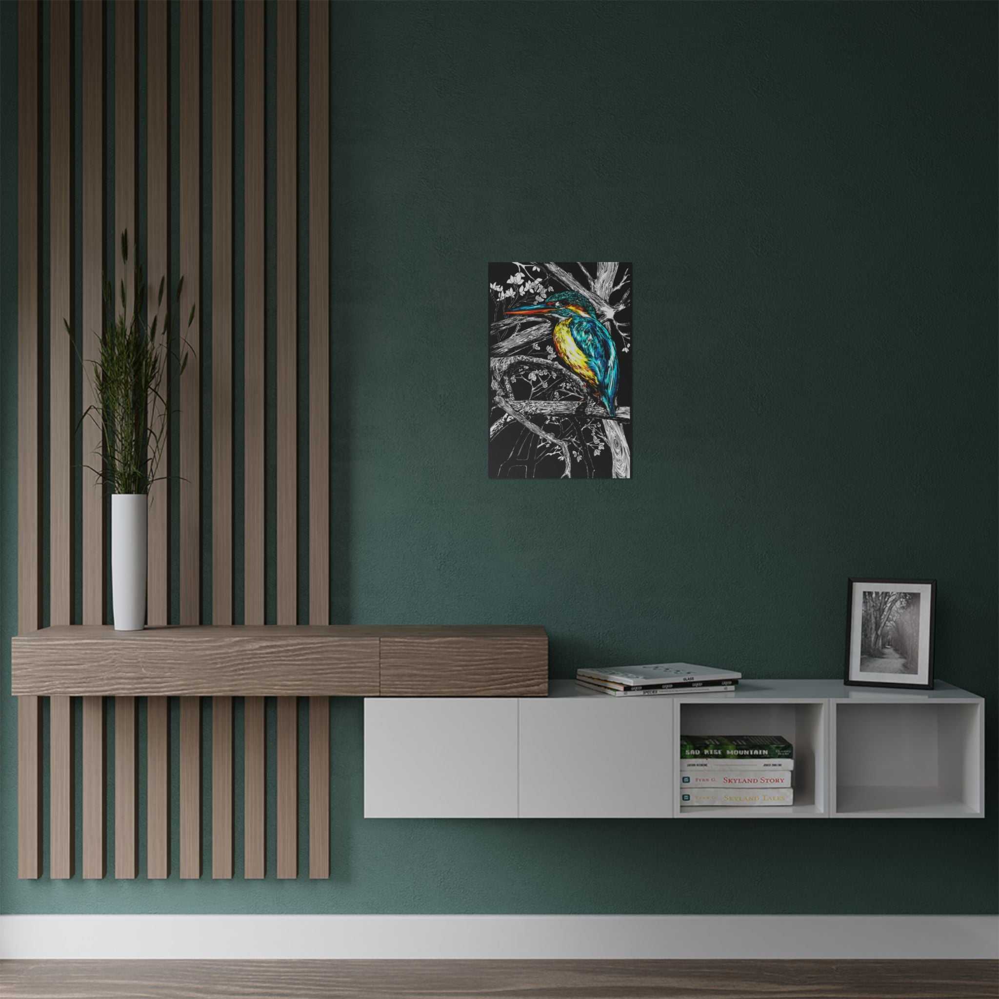 Bring nature's beauty into your home with our stunning Kingfisher Satin Poster - 300gsm Art Print for Nature Lovers. Shop now!