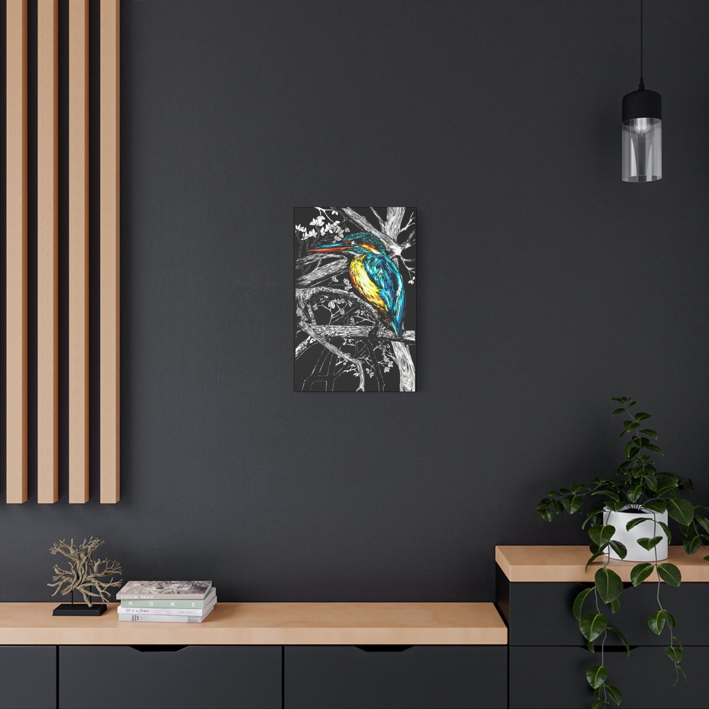 Kingfisher Bird Wall Art Print of the Original, hand drawn