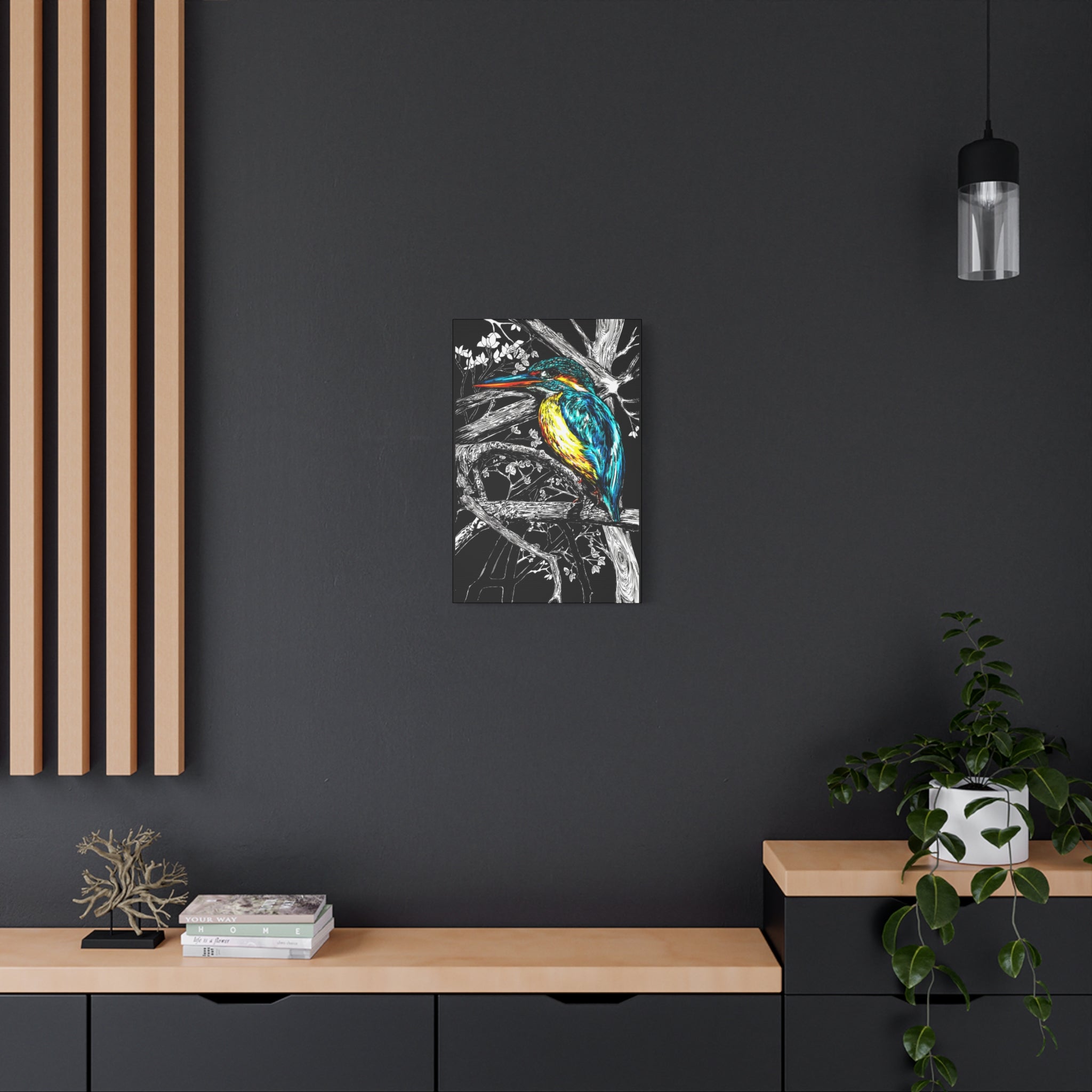 Kingfisher Bird Wall Art Print of the Original, hand drawn