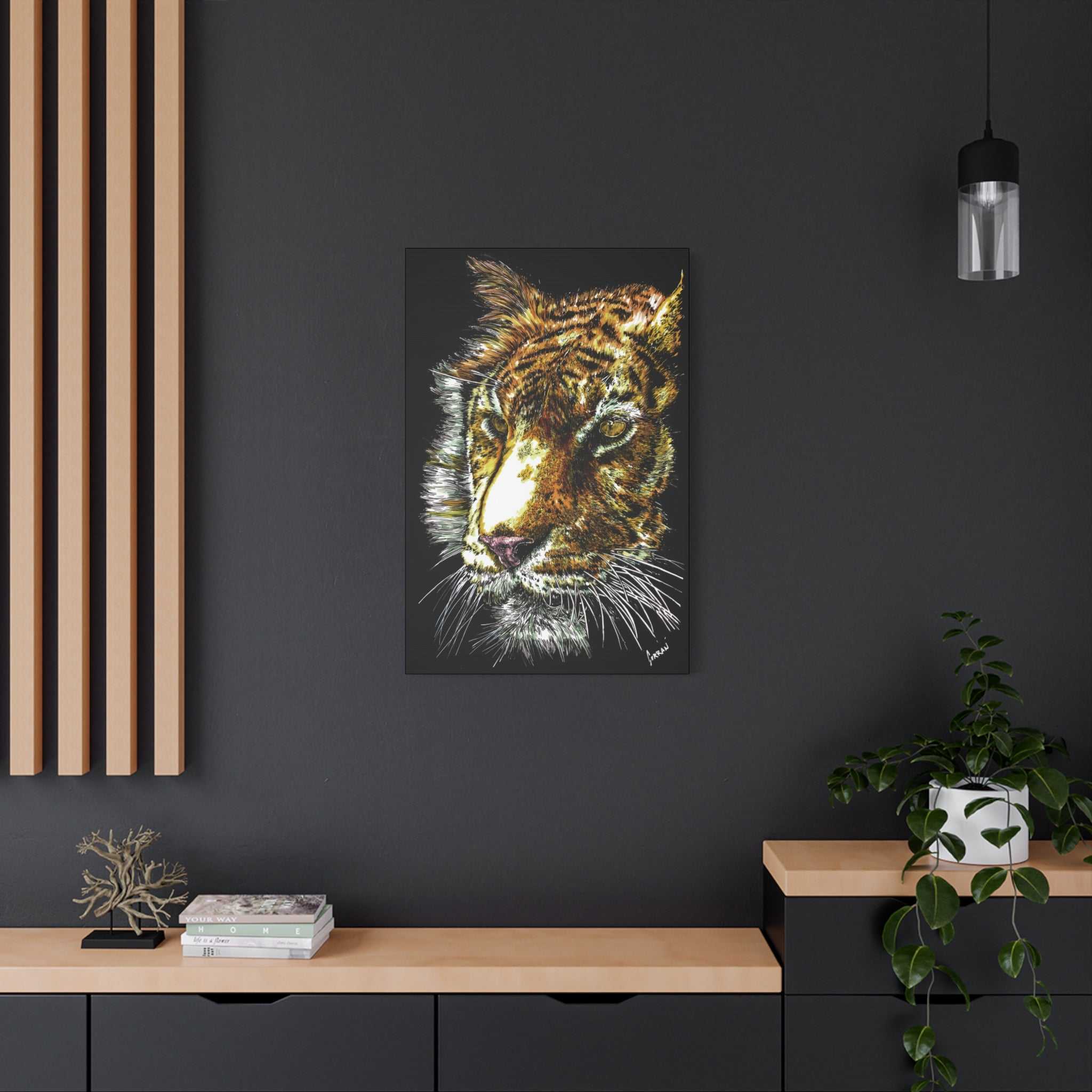 Transform your space with our stunning Tiger Wall Art Canvas Print of the Original, hand drawn wall art of a Tiger. Elevate your decor now!