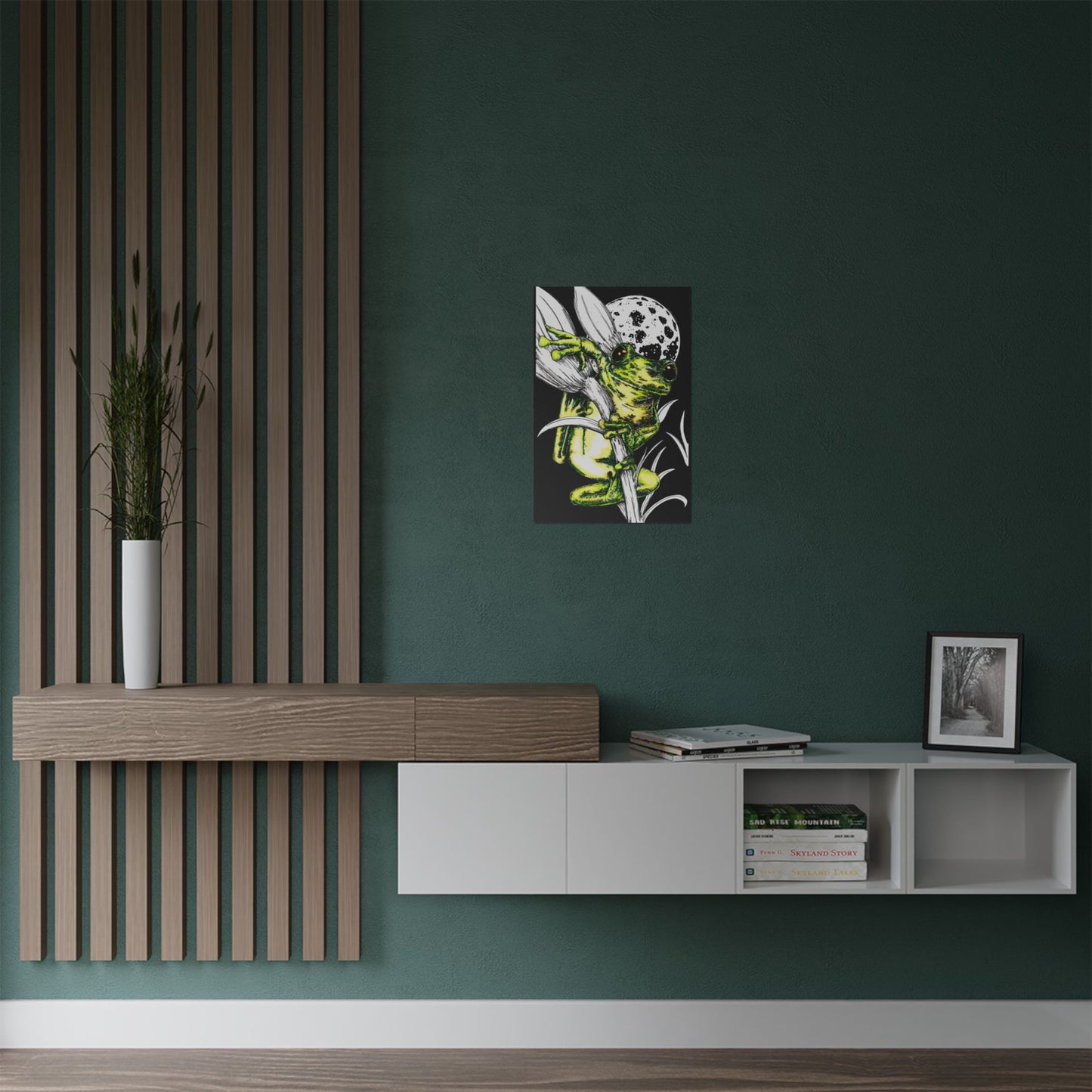 Whimsical Frog Satin Poster - Vibrant Wall Art for Nature Lovers
