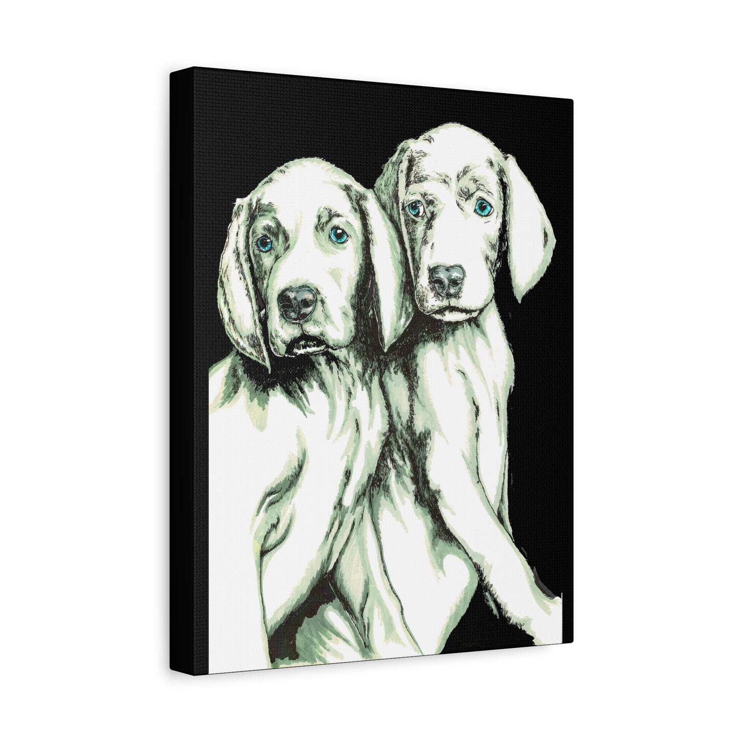 Two Puppies Art Canvas Print - Stretched Wall Decor