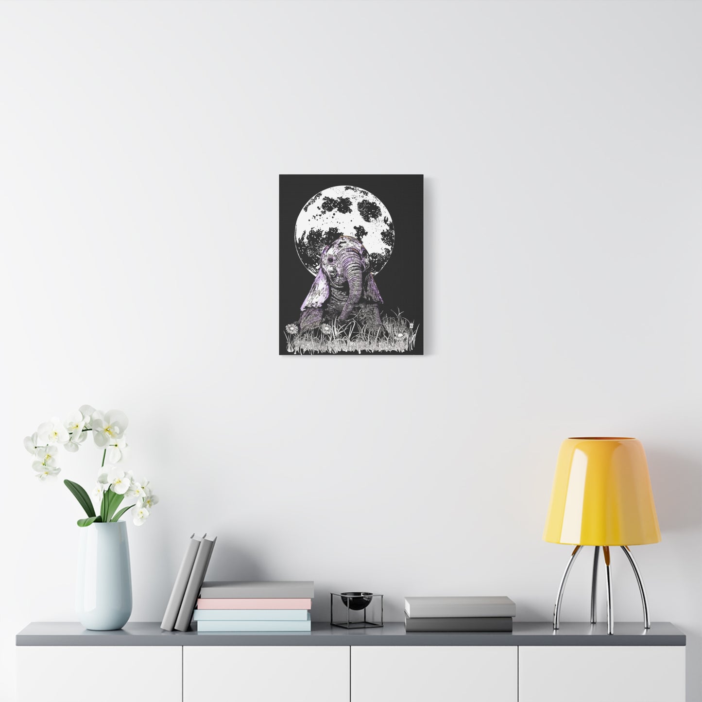 Baby Elephant Canvas Art, Print of Original hand drawn art