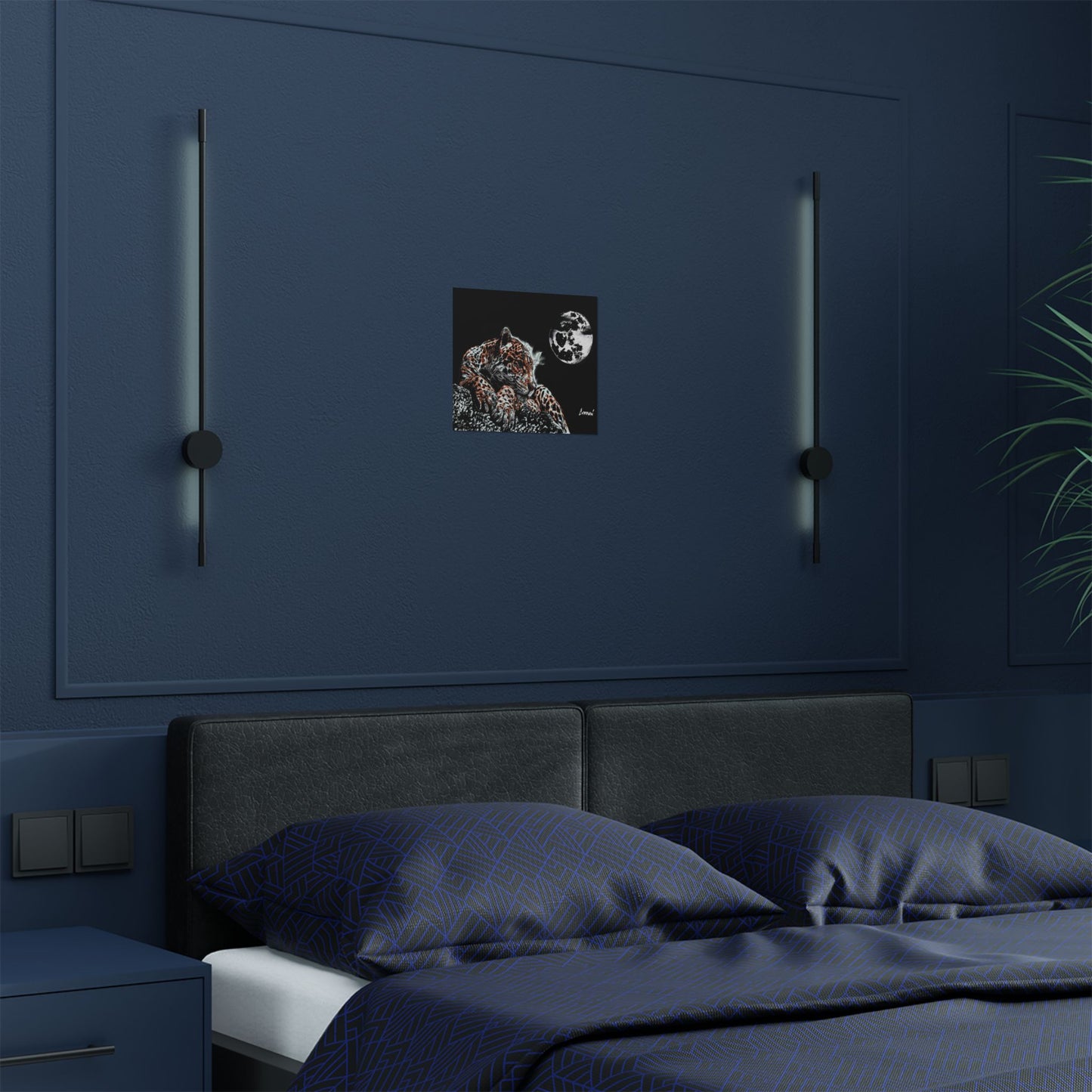 Majestic Leopard Satin Poster (300gsm) - Moonlit Wildlife Art