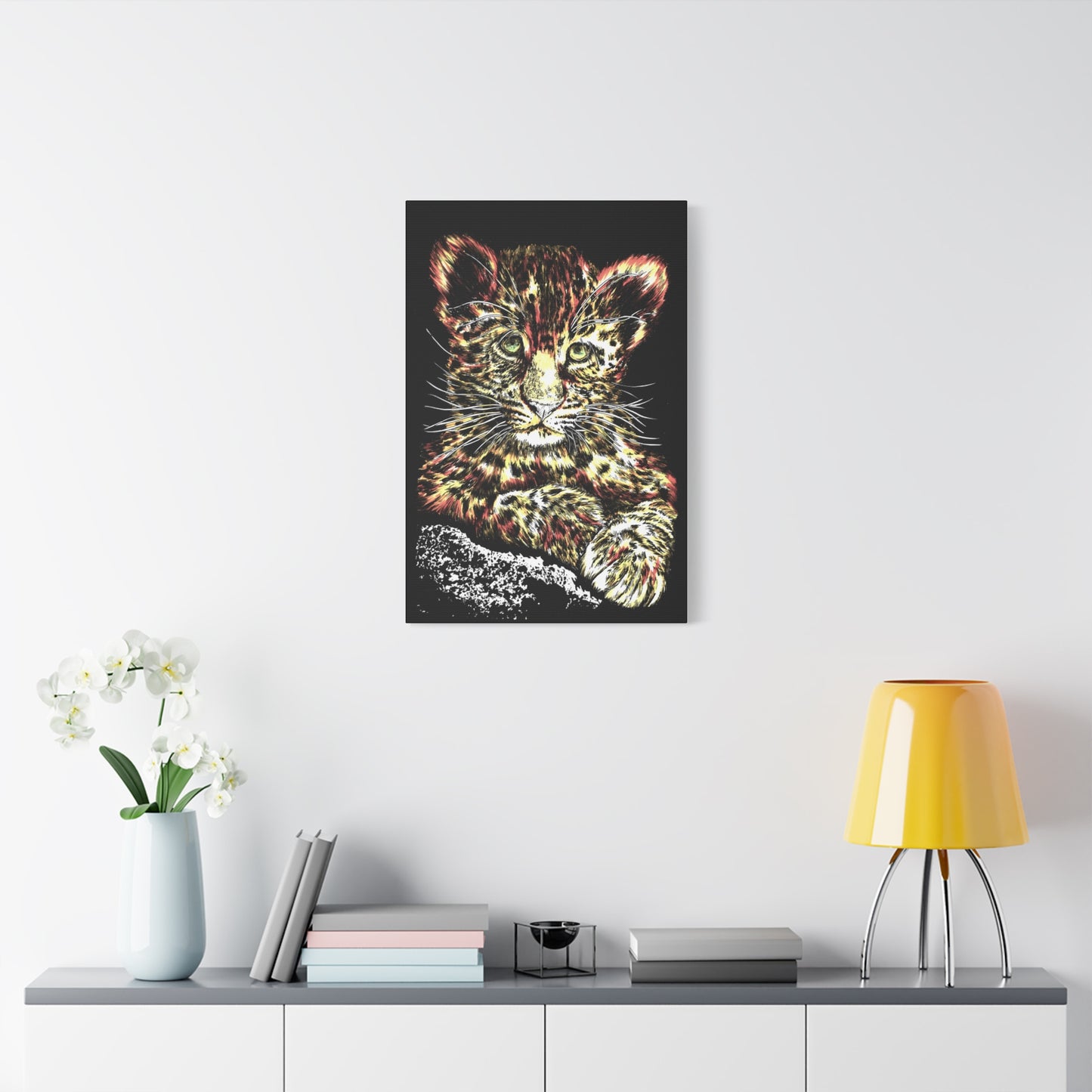 Leopard Cub Wall Art Print of the Original, hand drawn wall art of a Leopard Cub