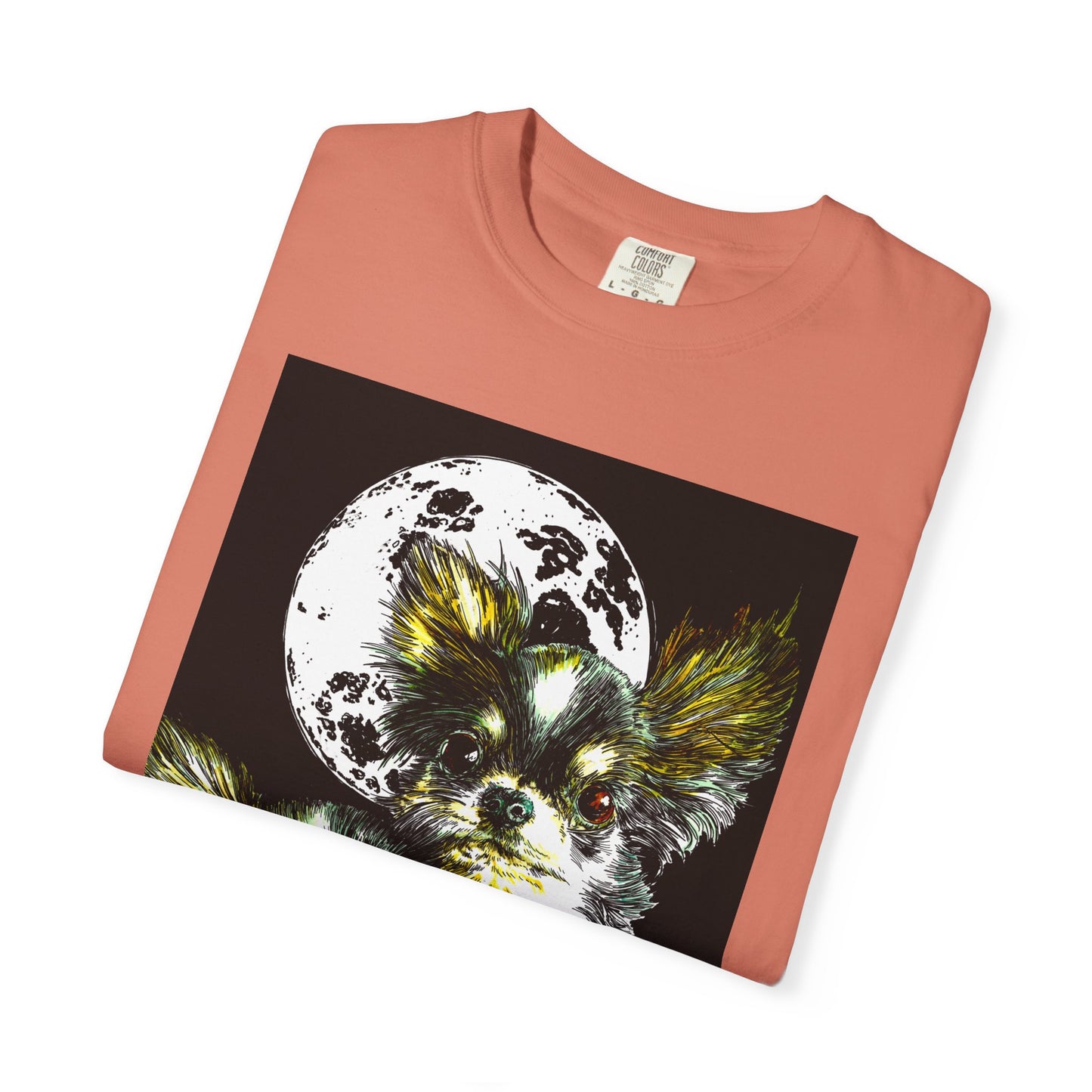 Cute Chihuahua Moon Night Unisex Garment-Dyed T-Shirt
