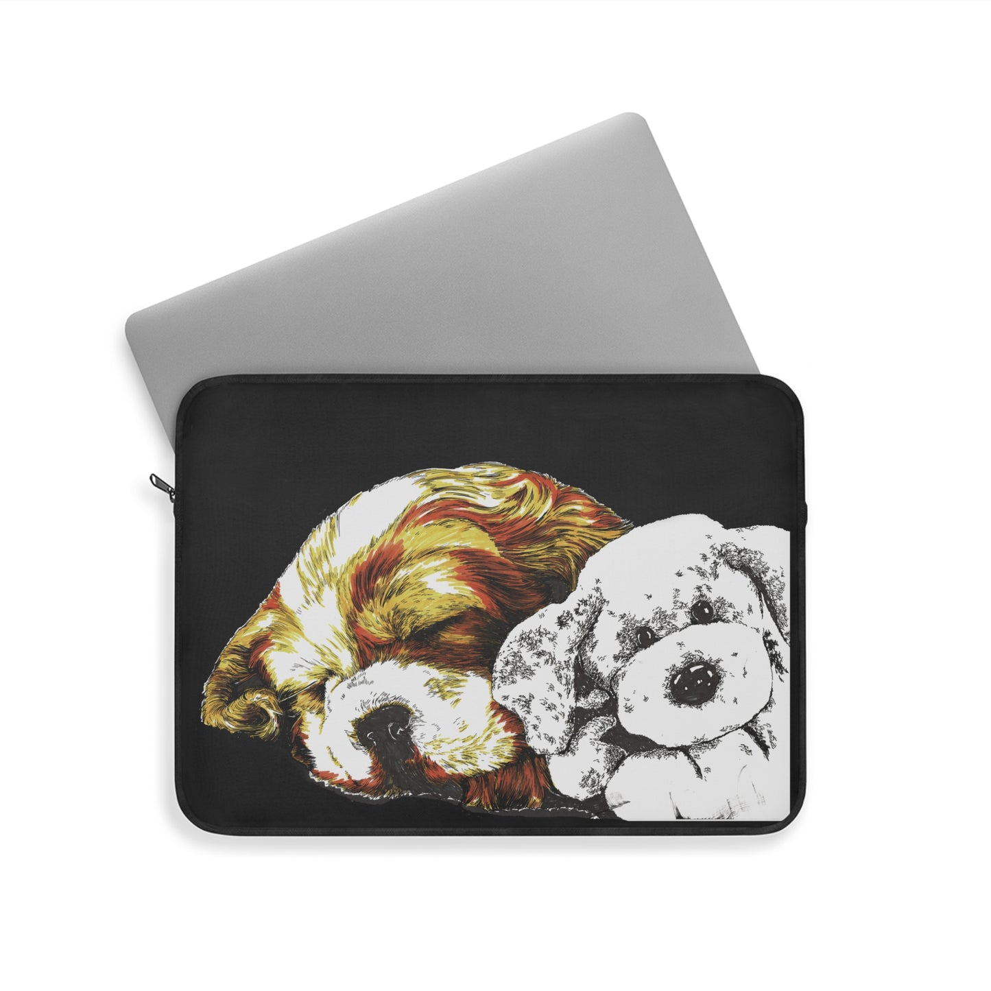 Cocker Spaniel & Plush Toy Laptop Sleeve – for Dog Lovers
