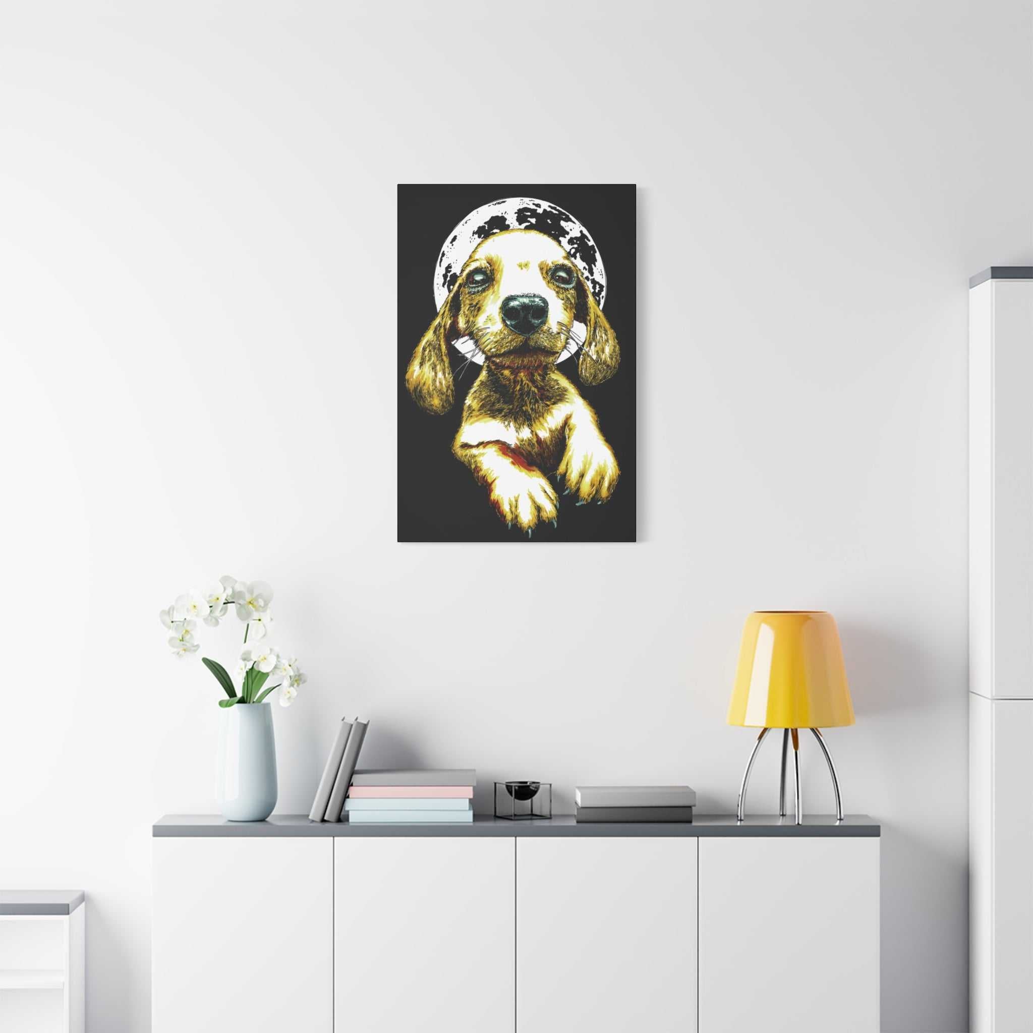Add a touch of whimsy to your walls with our Whimsical Dog Canvas Wall Art - 1.25" Stretched Matte Print. Perfect for dog lovers!