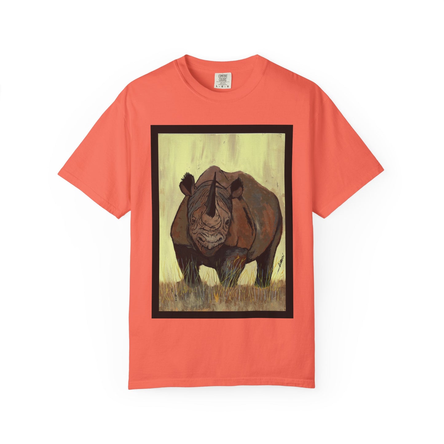 Wildlife Rhinos Unisex Garment-Dyed T-Shirt - Eco-Friendly Nature Art