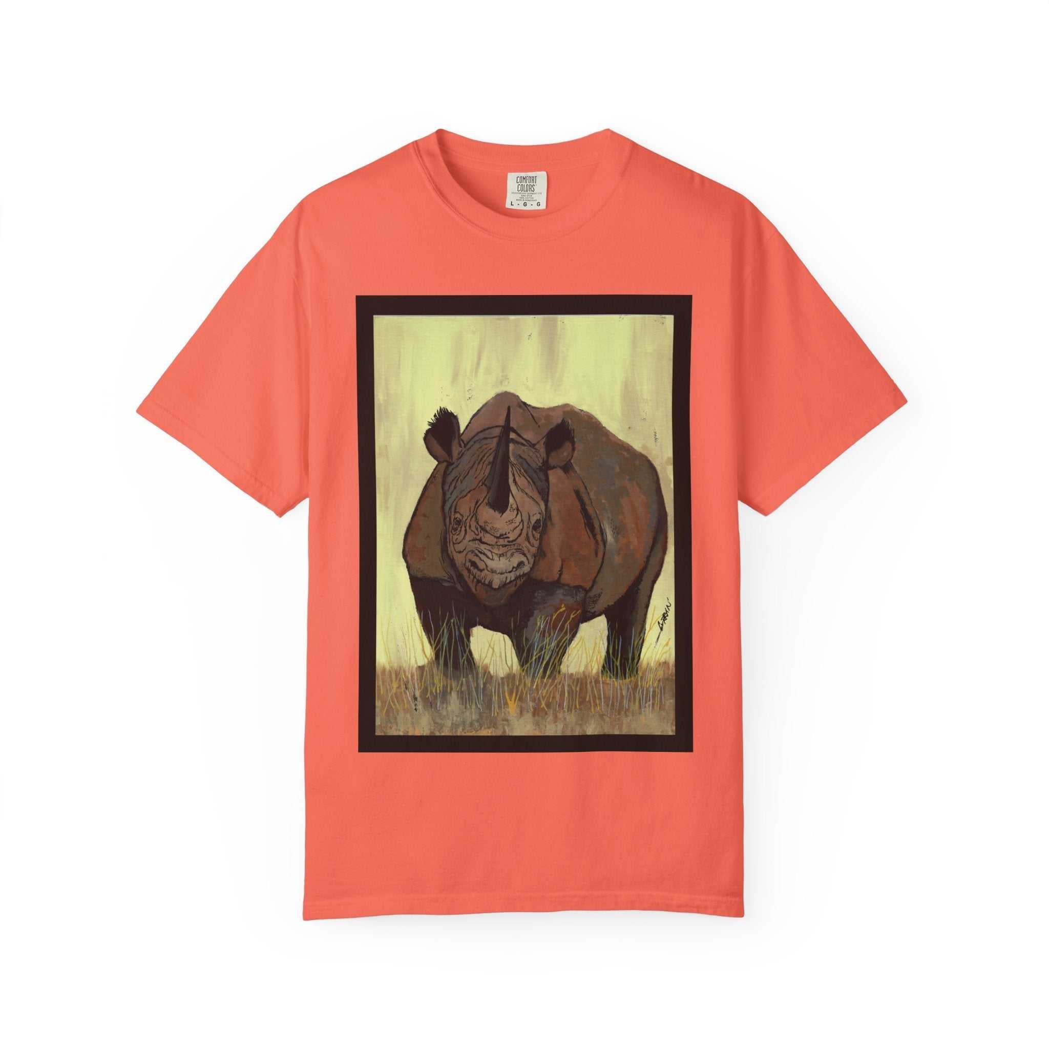 Perfect blend of style and sustainability with our Wildlife Rhinos Unisex Garment-Dyed T-Shirt - Eco-Friendly Nature Art. Stand out in nature-inspired fashion!