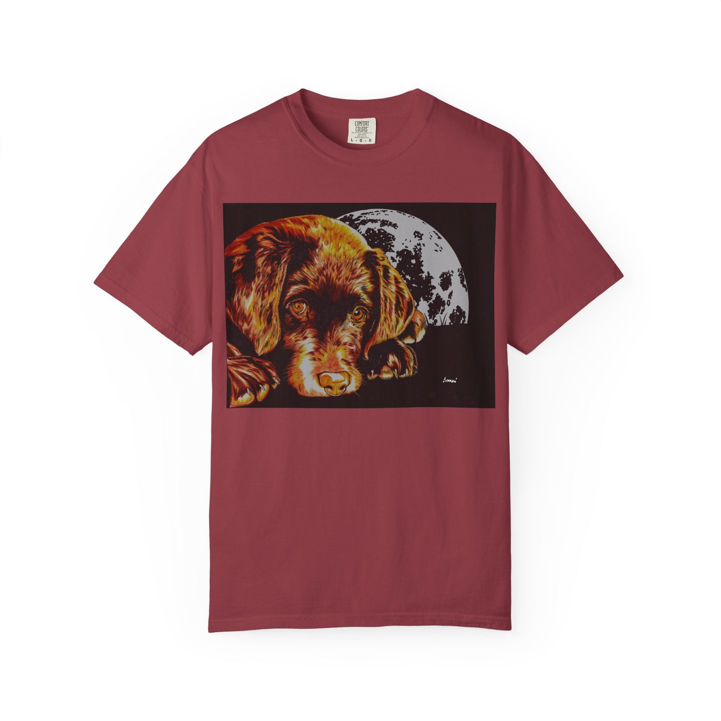 Moonlit Chocolate Lab Puppy Unisex Garment-Dyed T-Shirt
