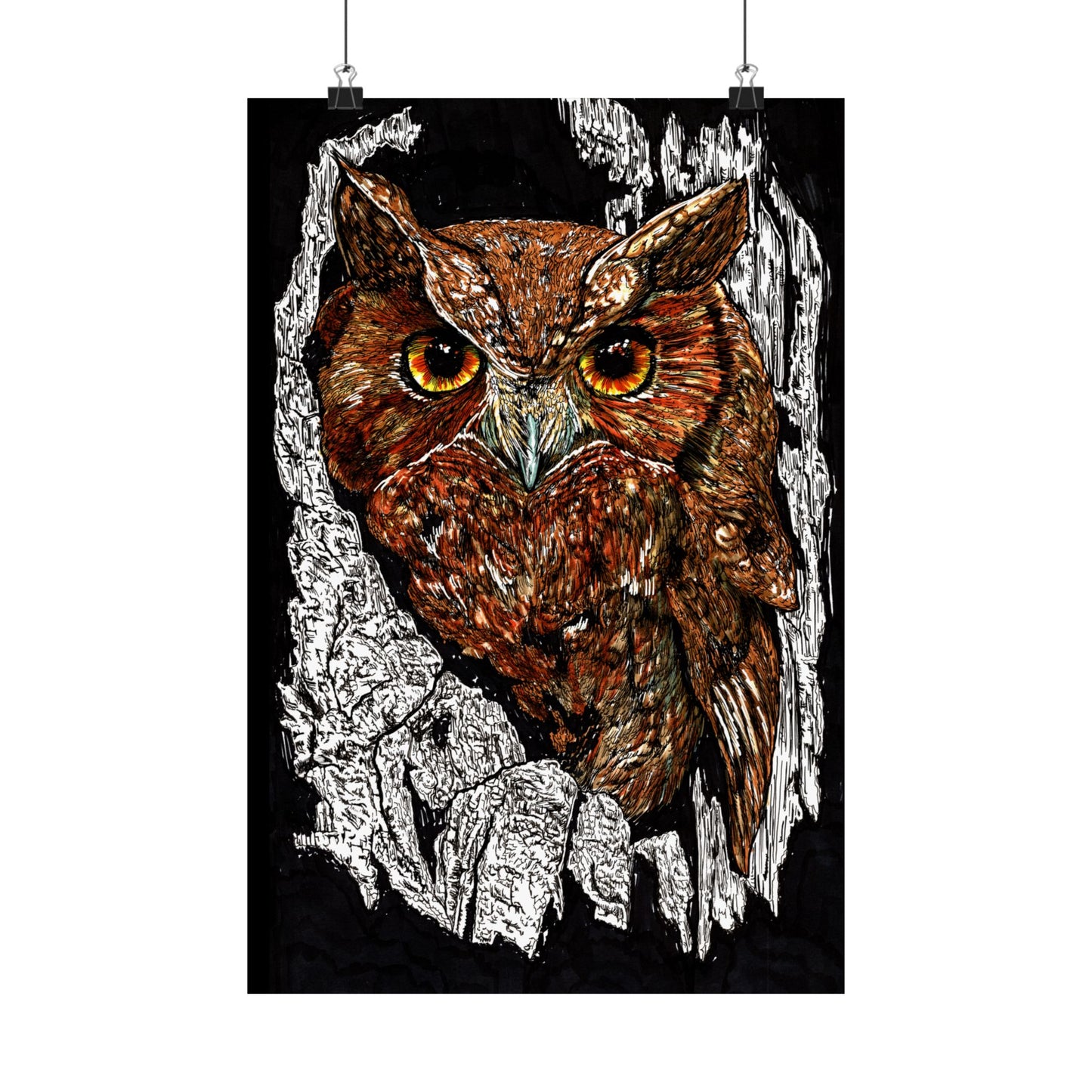 Majestic Owl Satin Poster | Home Décor Art Print | Nature Lover Gift
