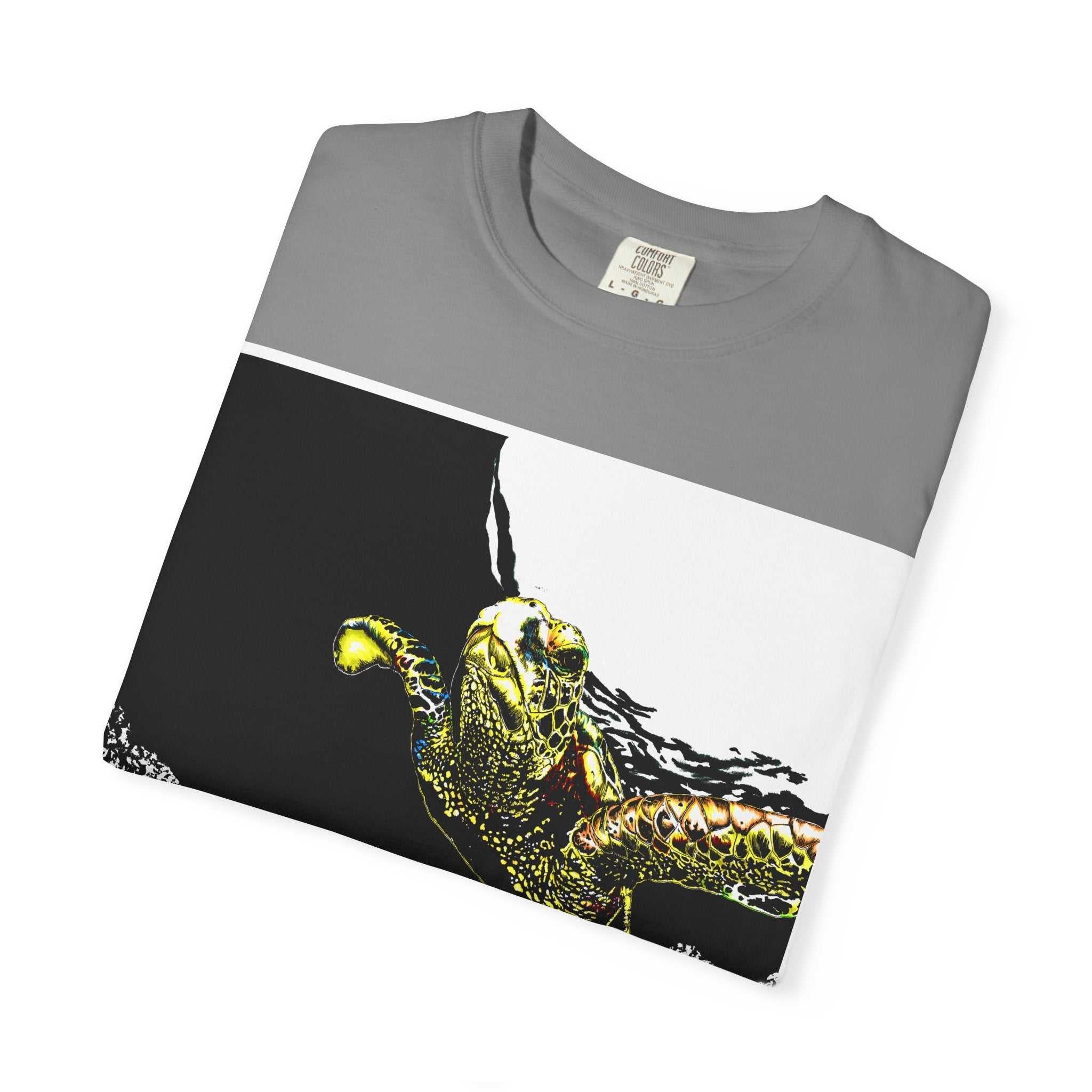 Discover the perfect blend of style and comfort with our Sea Turtle Garment-Dyed Graphic Tee - Unisex Ocean. Embrace the ocean and elevate your wardrobe today!
