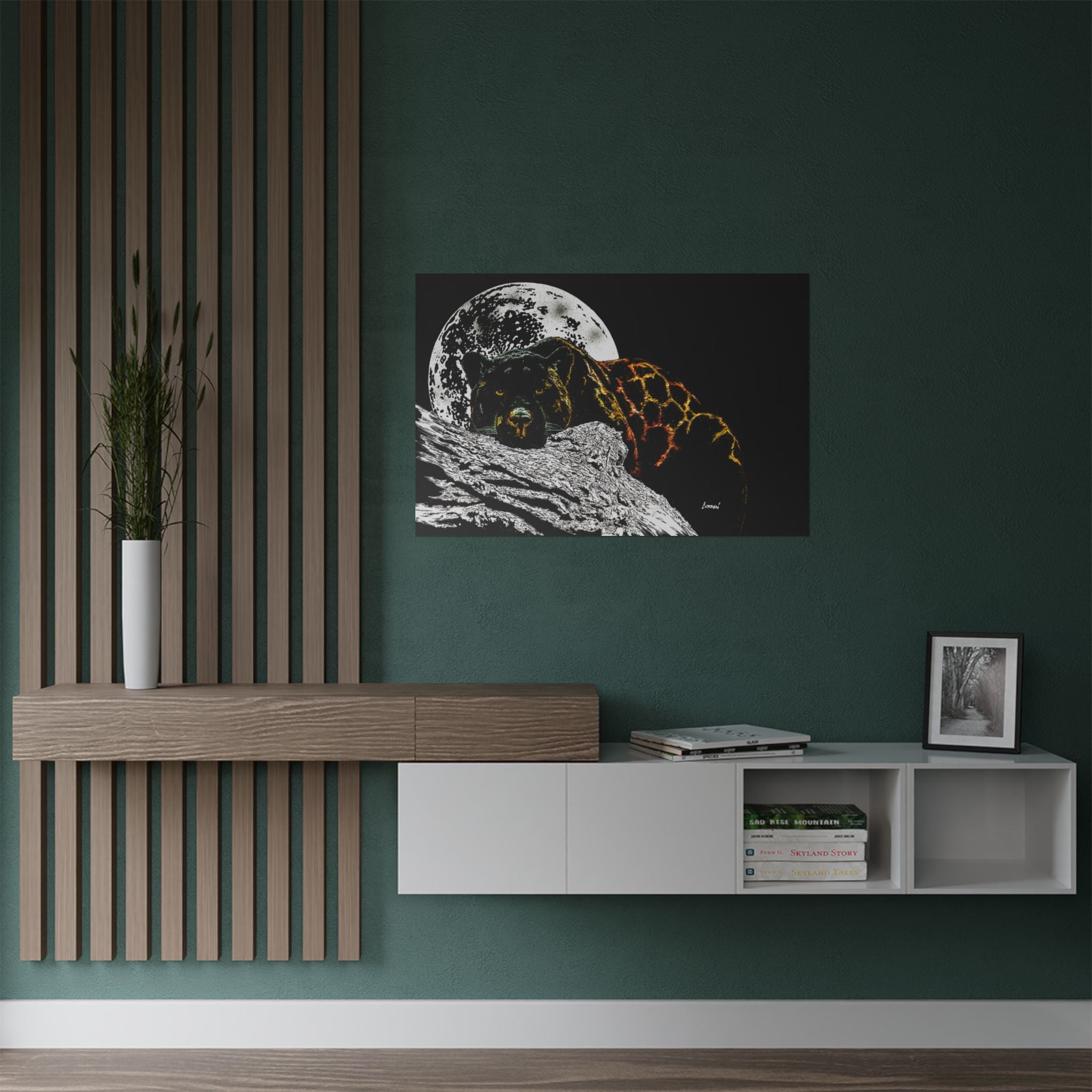 Majestic Bear Satin Poster - Night Moon Art Print (300gsm)