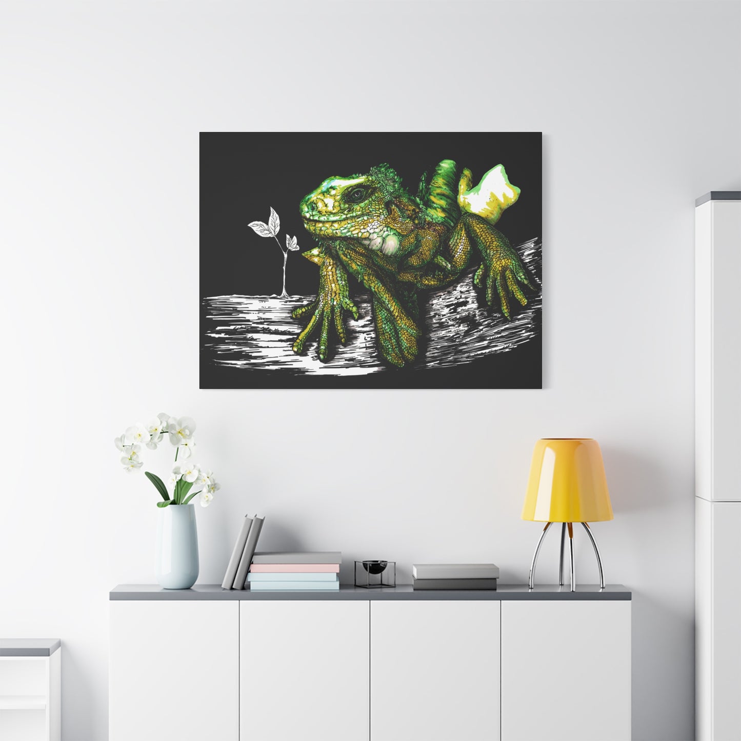 Iguana Print, Hand-Drawn Reptile Art, Lizard Wall Decor