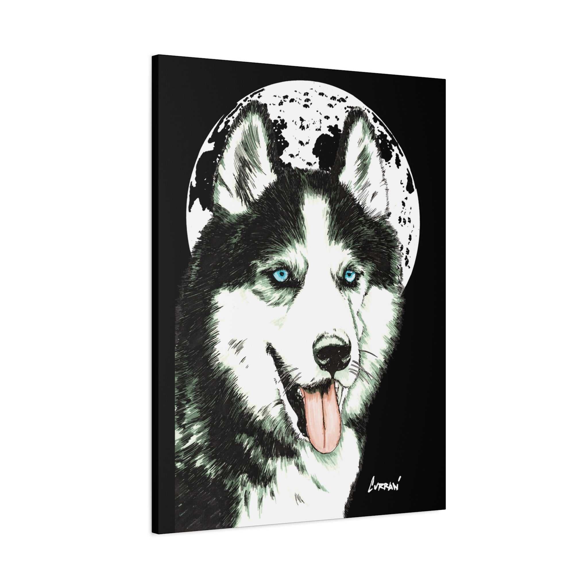 Transform your space with Siberian Husky Canvas Wall Art - Moonlit Dog Decor. Add a touch of mystery and beauty to your walls today!