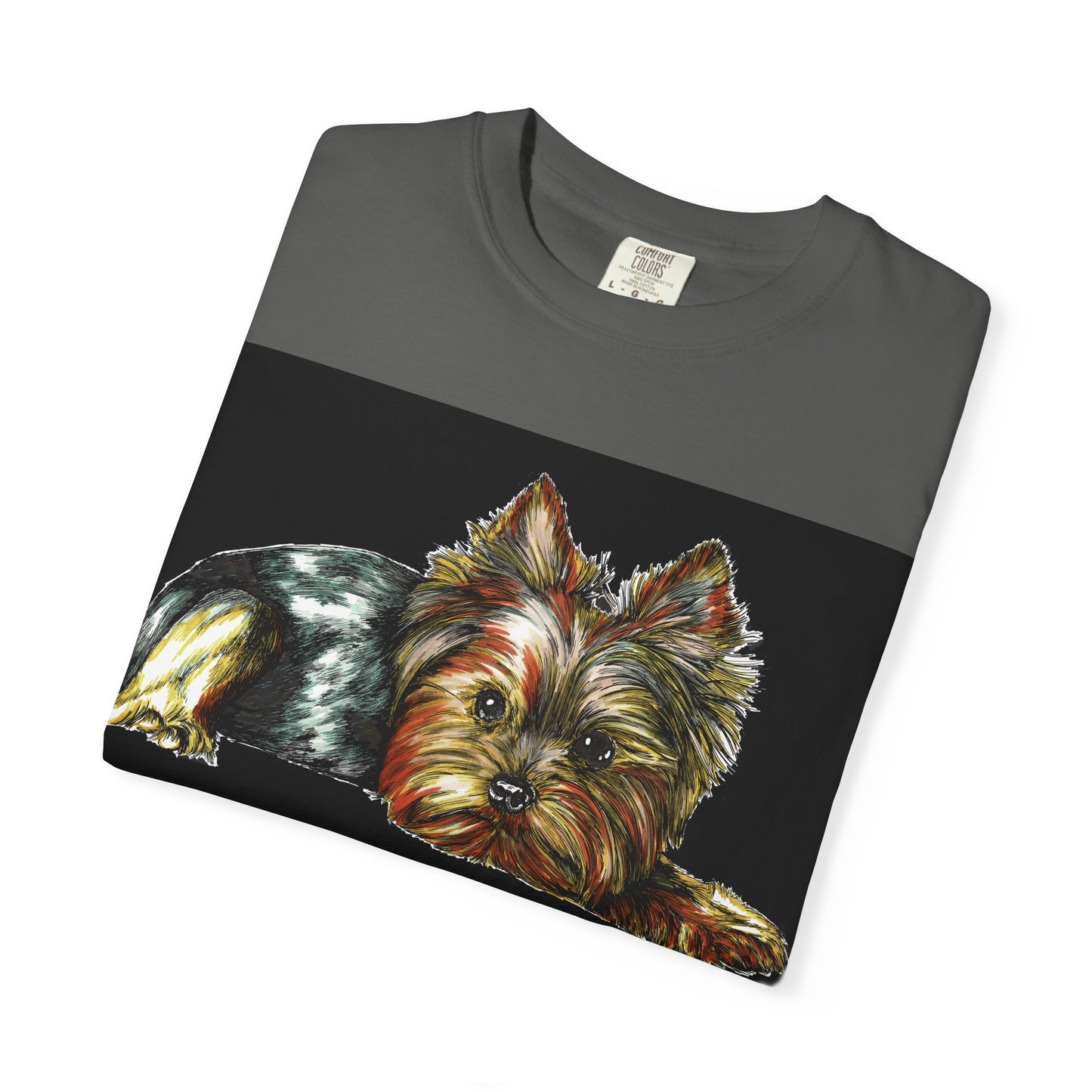 Yorkie Terrier Unisex Garment-Dyed T-Shirt – Original Hand-Drawn Art