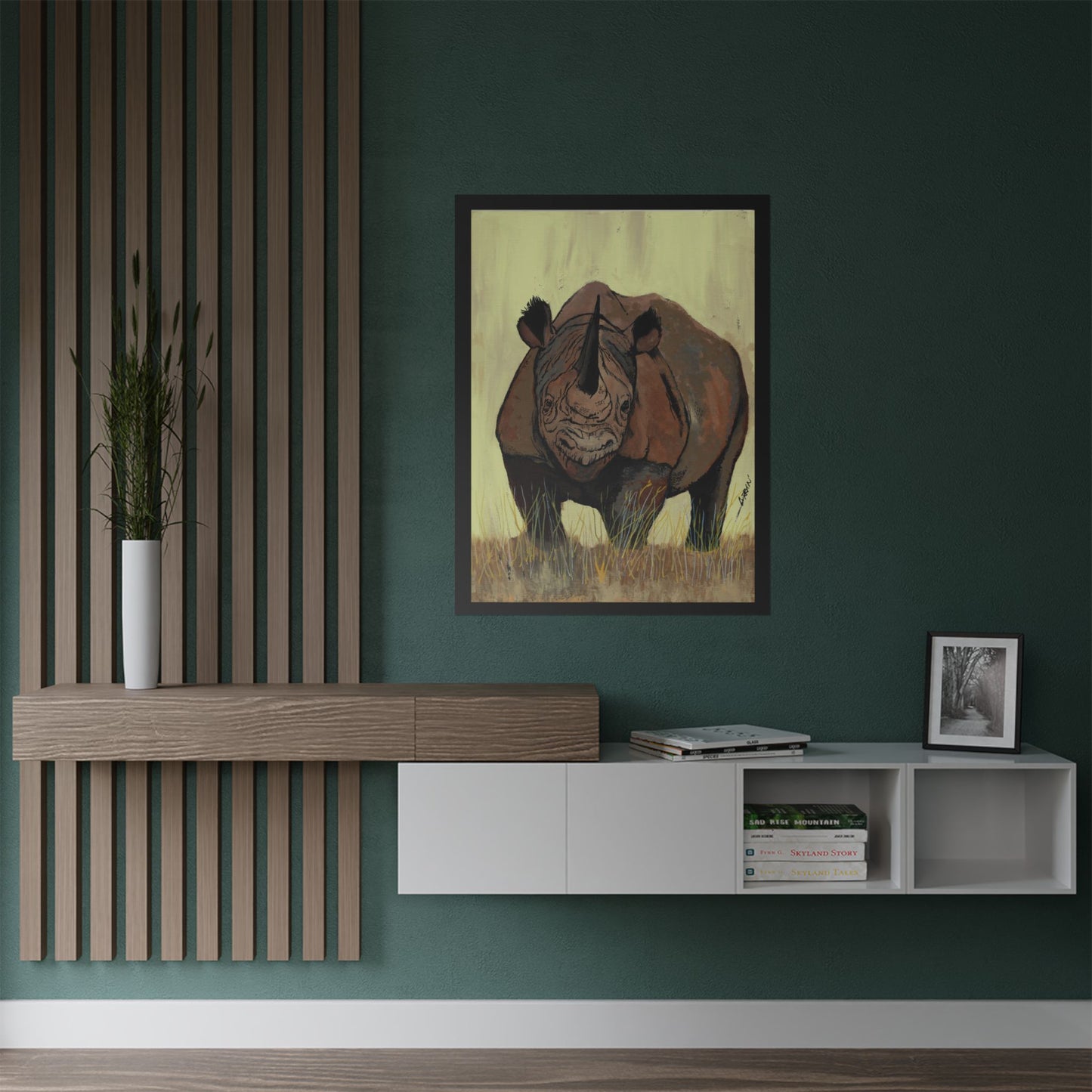 Rhino Wildlife Satin Poster - Majestic Rhino Art - Nature Decor