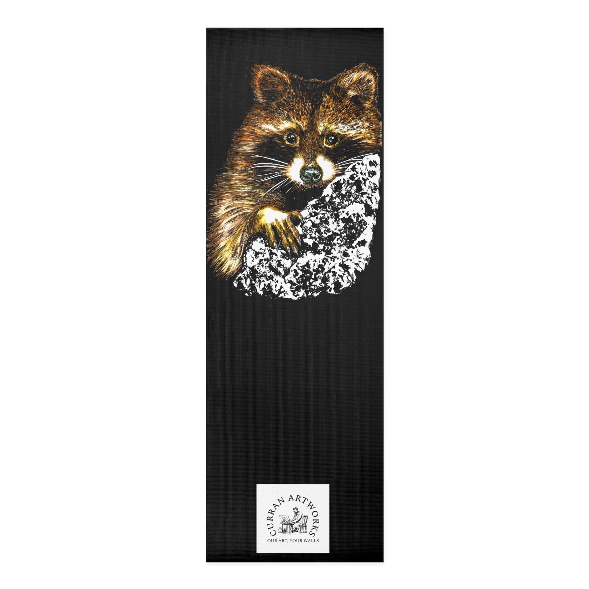 Raccoon Yoga Mat, Original Hand Drawn Art, Artistic Yoga Mat, Raccoon Art Mat, Unique Yoga Mat, Great Birthday Gift, Perfect Christmas Gift