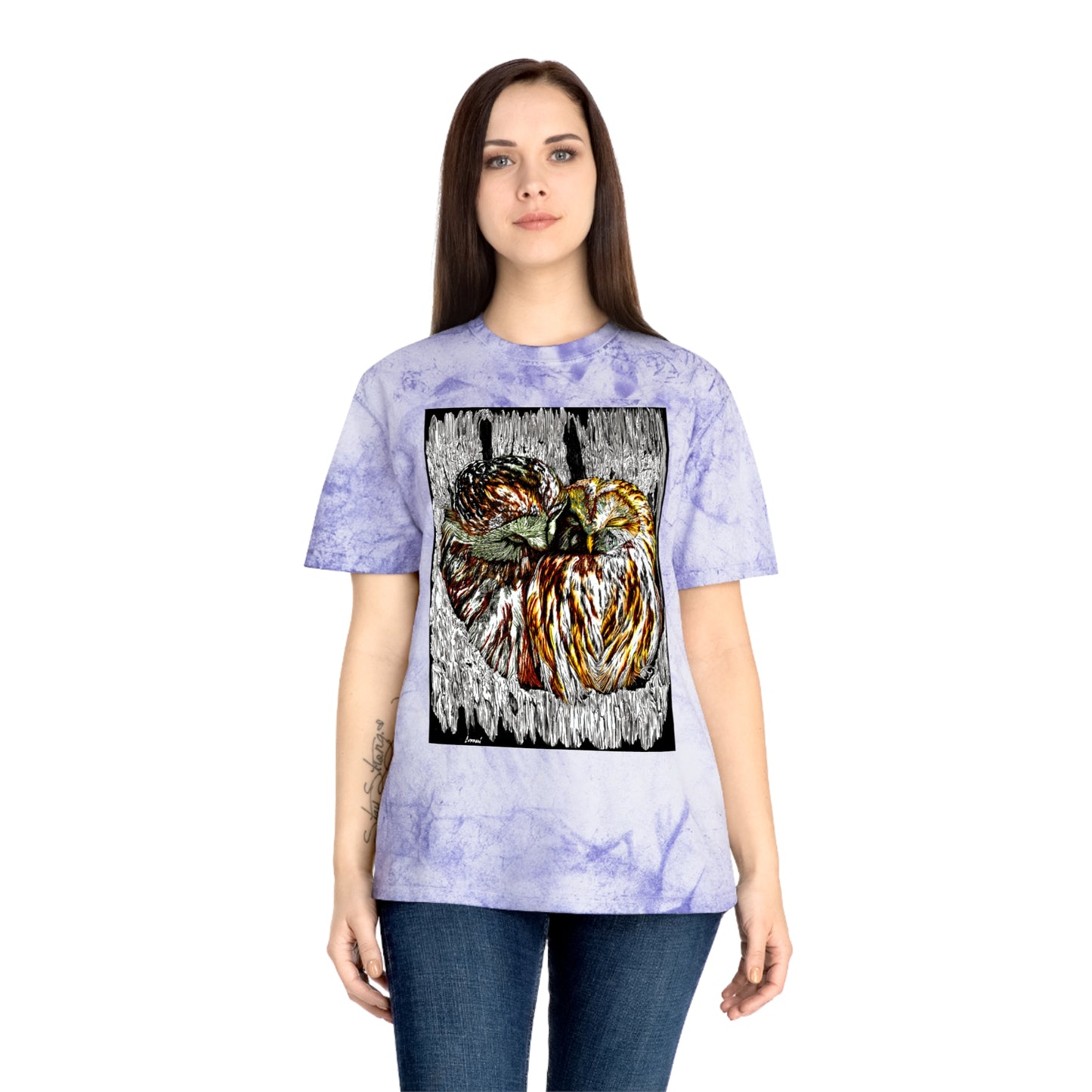 Two Owls in a Tree T-Shirt Original Hand Drawn Art