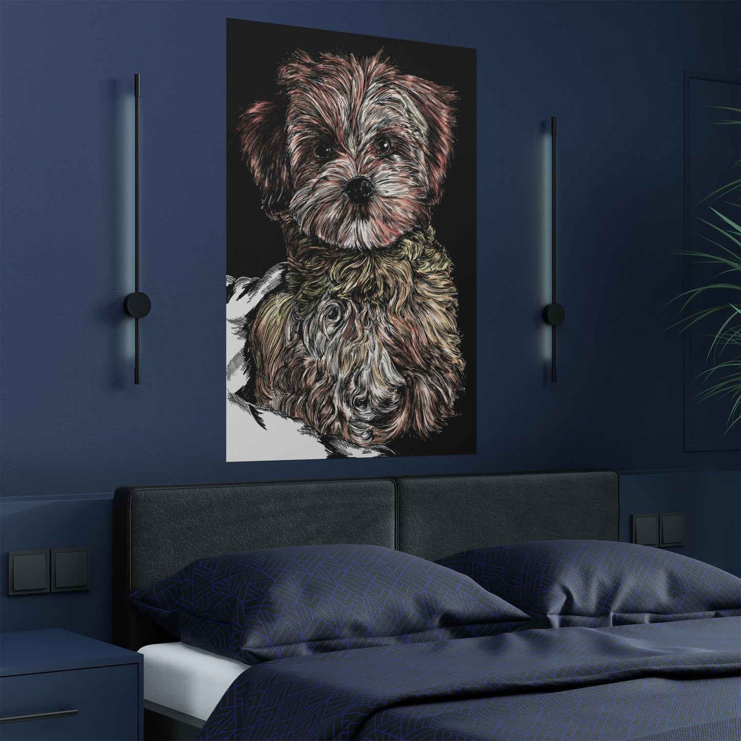 Custom Dog Portrait Satin Poster | 300gsm Pet Art Print