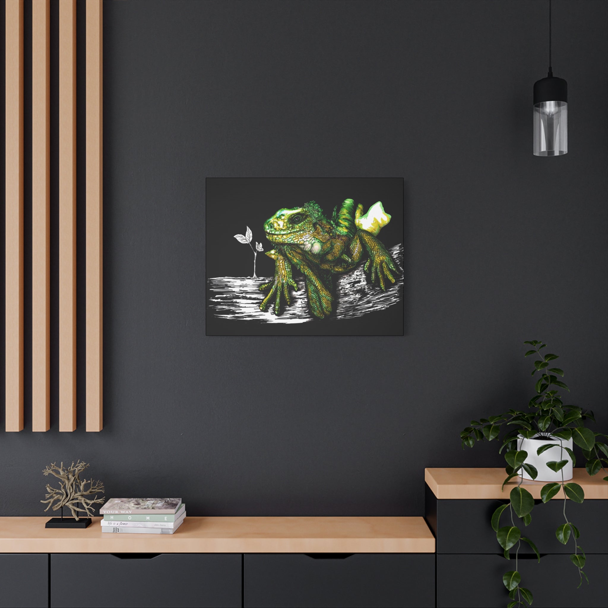 Iguana Print, Hand-Drawn Reptile Art, Lizard Wall Decor
