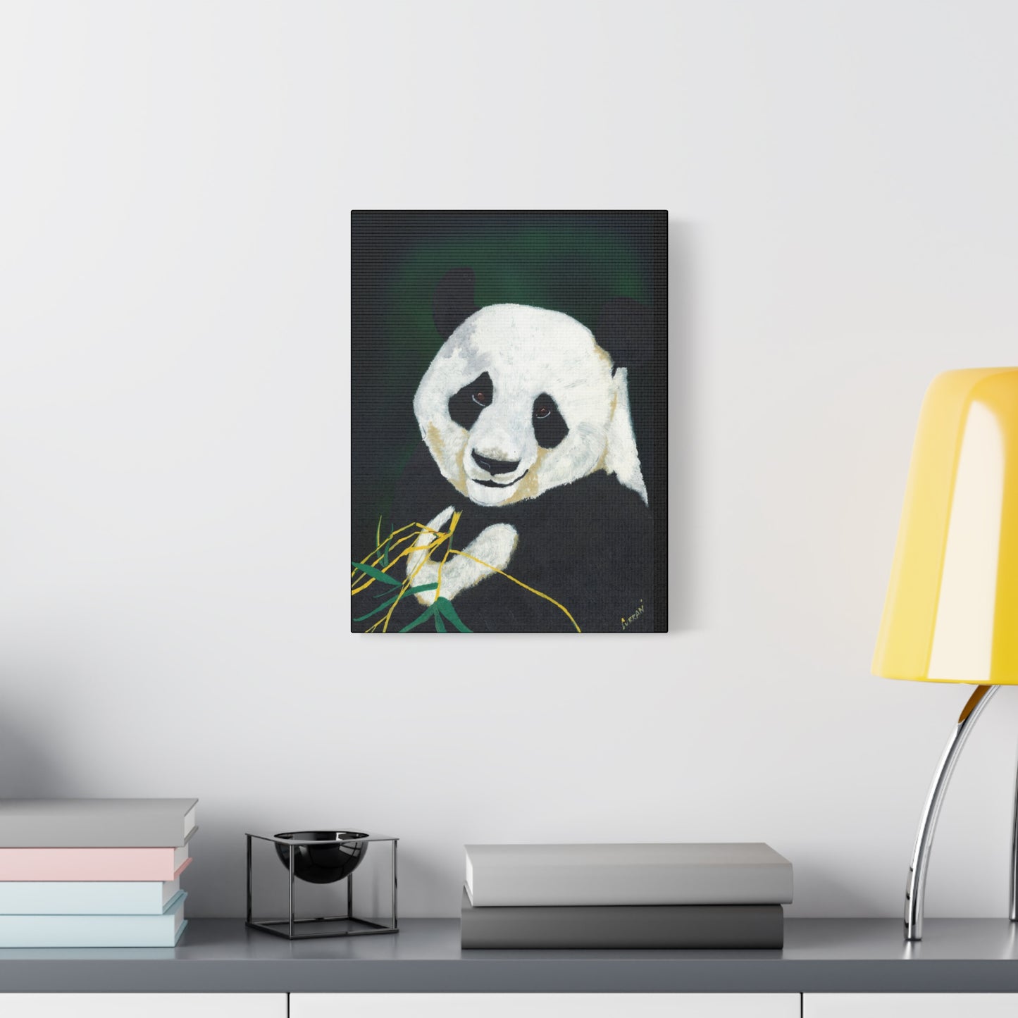 Panda Wall Art, Panda Print, Wildlife Art, Hand-Painted Panda, Nature Wall Decor, Bamboo Forest Art, Animal Lover Gift, Zen Decor. Printed on Matte Canvas, Stretched, 1.25"