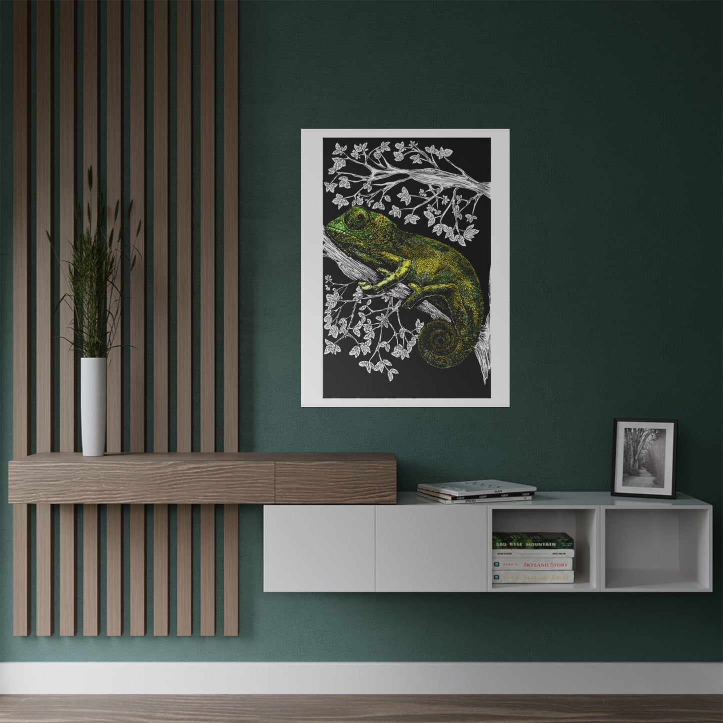 Vibrant Chameleon Satin Poster - 300gsm Wall Art for Nature Lovers