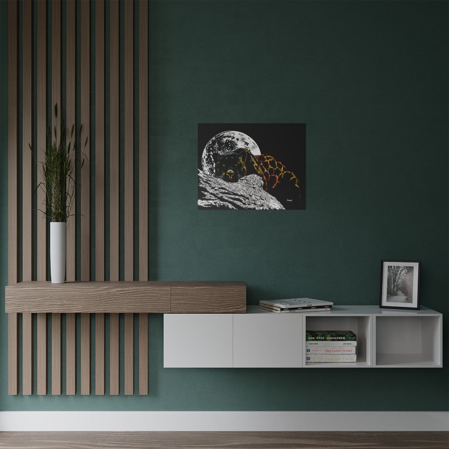 Majestic Bear Satin Poster - Night Moon Art Print (300gsm)
