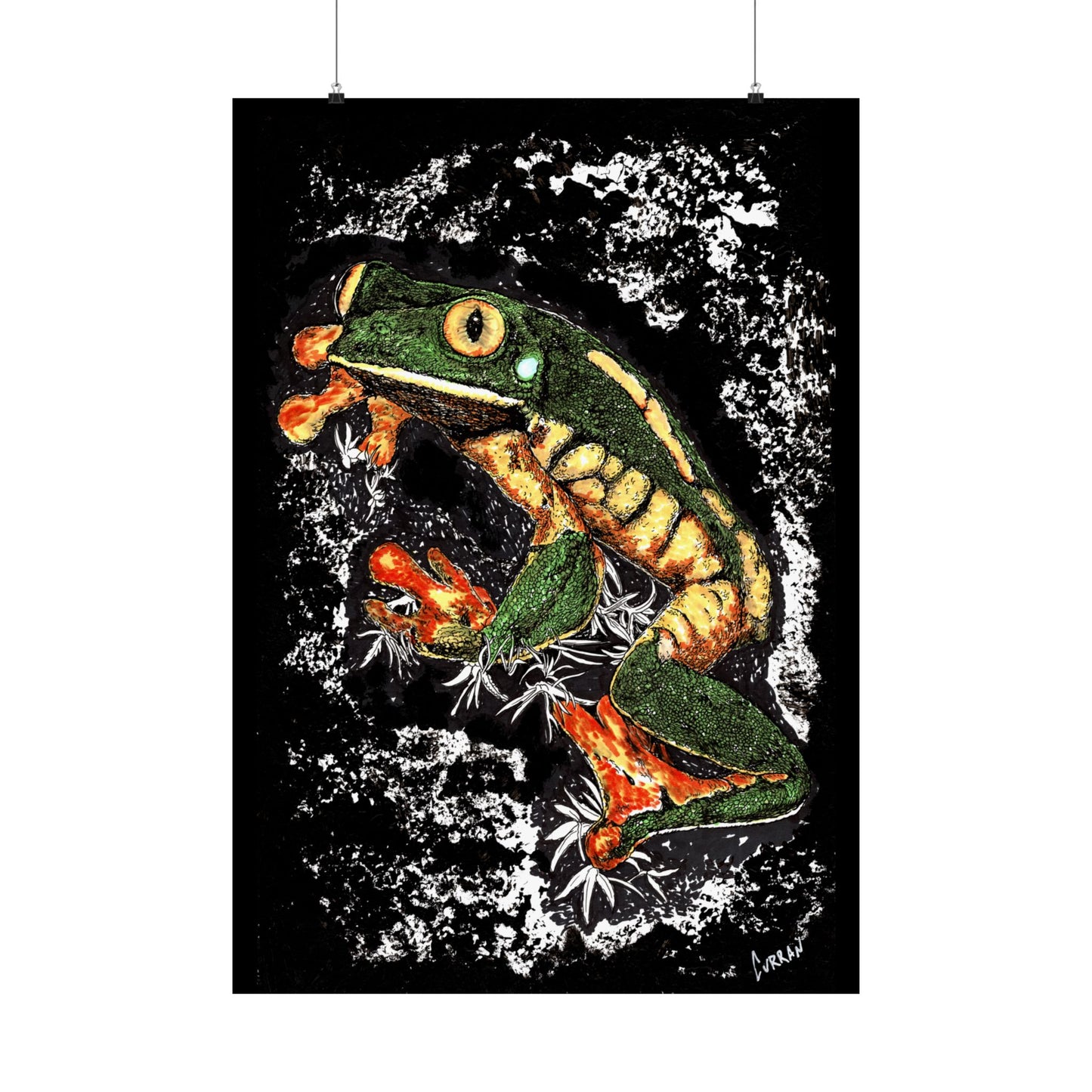 Vibrant Frog Satin Poster - 300gsm Art Print for Nature Lovers