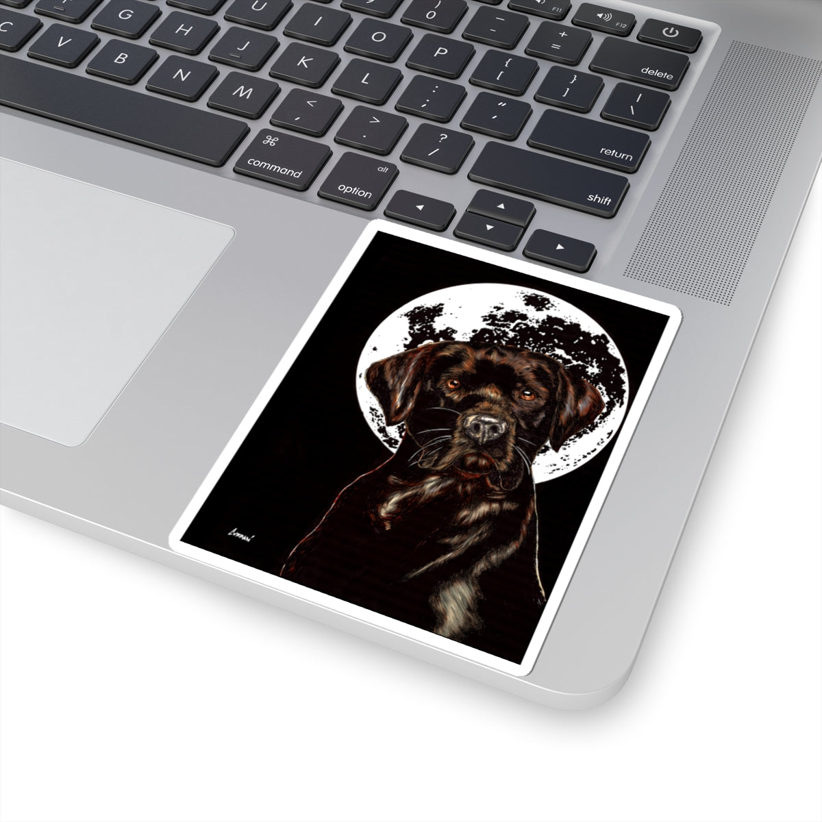Moonlit Chocolate Lab Kiss-Cut Sticker, Perfect for Animal Lovers