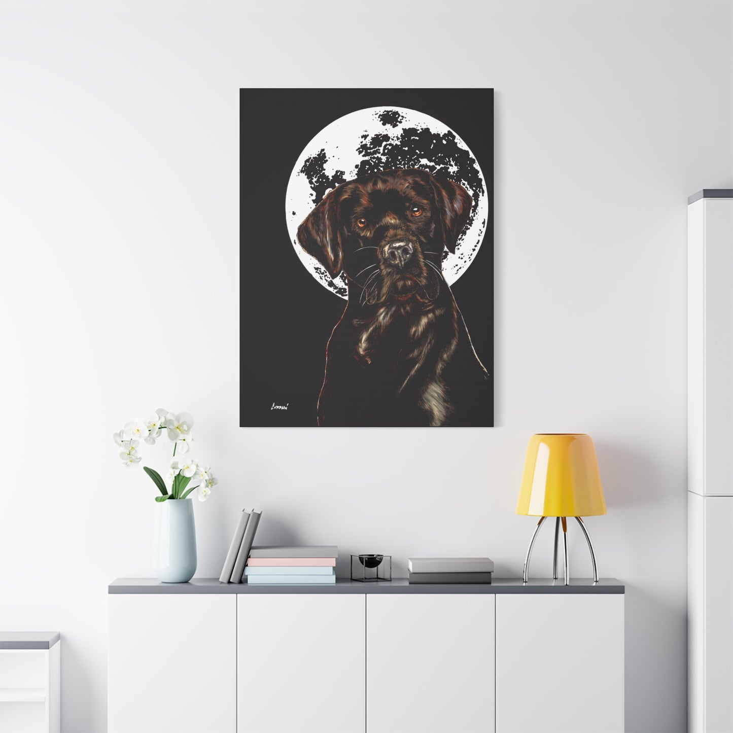 Chocolate Lab in Moonlight Wall Art Print of the Original
