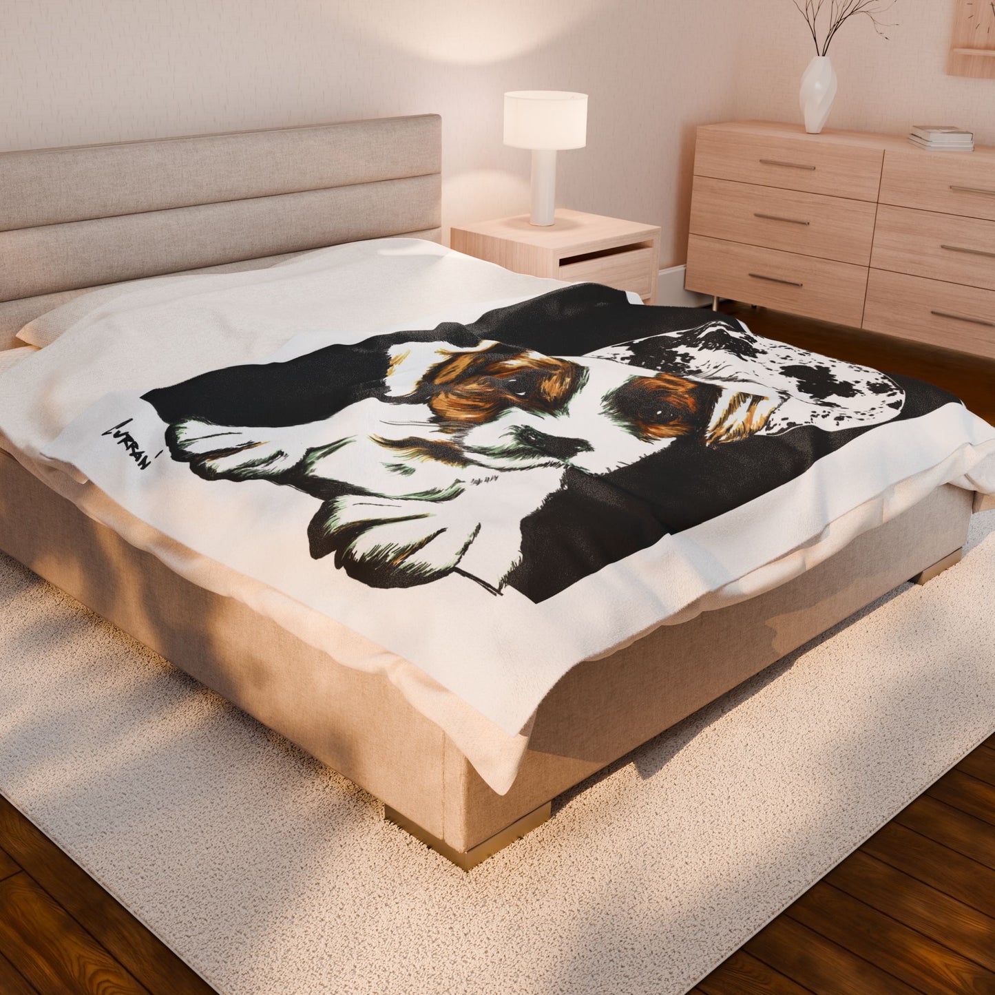 Adorable Beagle Moon Velveteen Plush Blanket