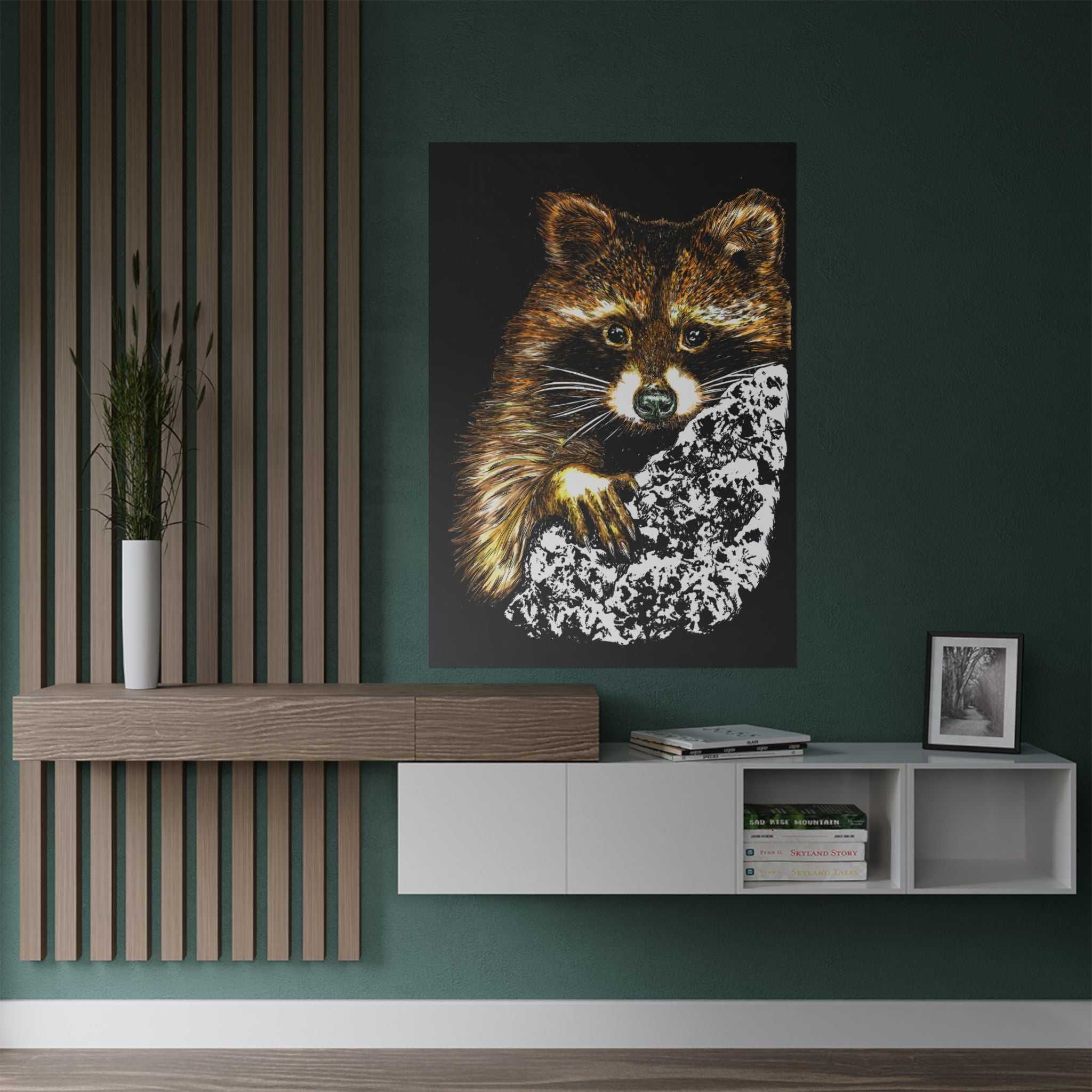Bring the beauty of nature home with our Raccoon Wildlife Satin Poster - Hand-Drawn Raccoon Art Print. Add a touch of whimsy to your space today!