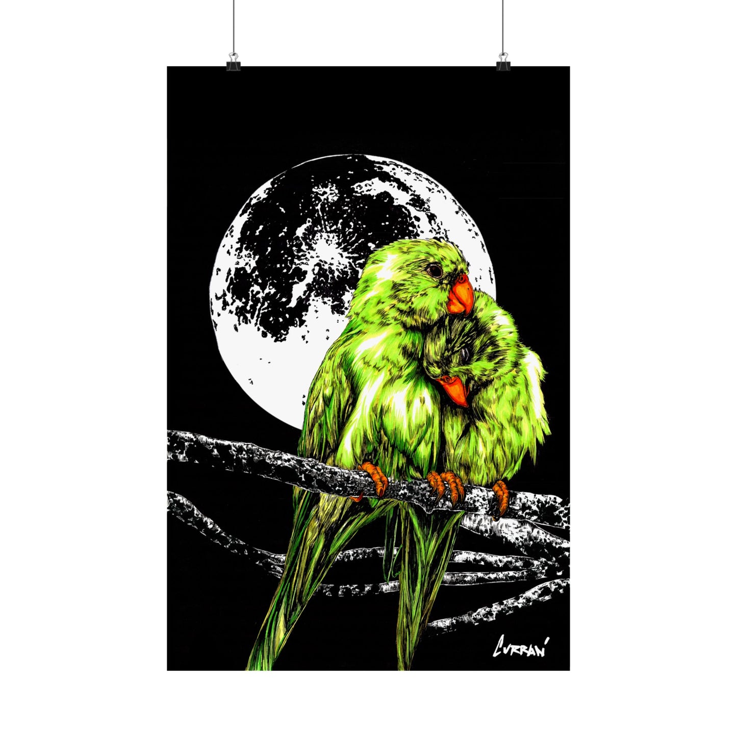 Vibrant Lovebirds Satin Poster - 300gsm Wall Art