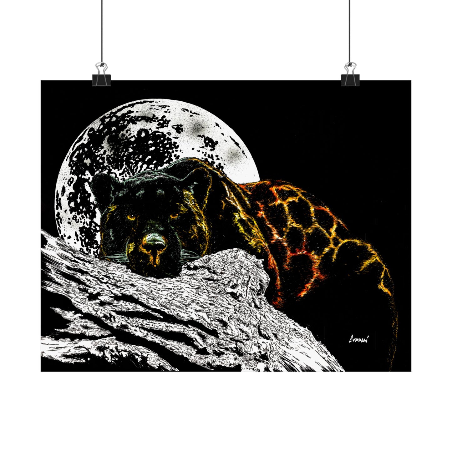 Majestic Bear Satin Poster - Night Moon Art Print (300gsm)