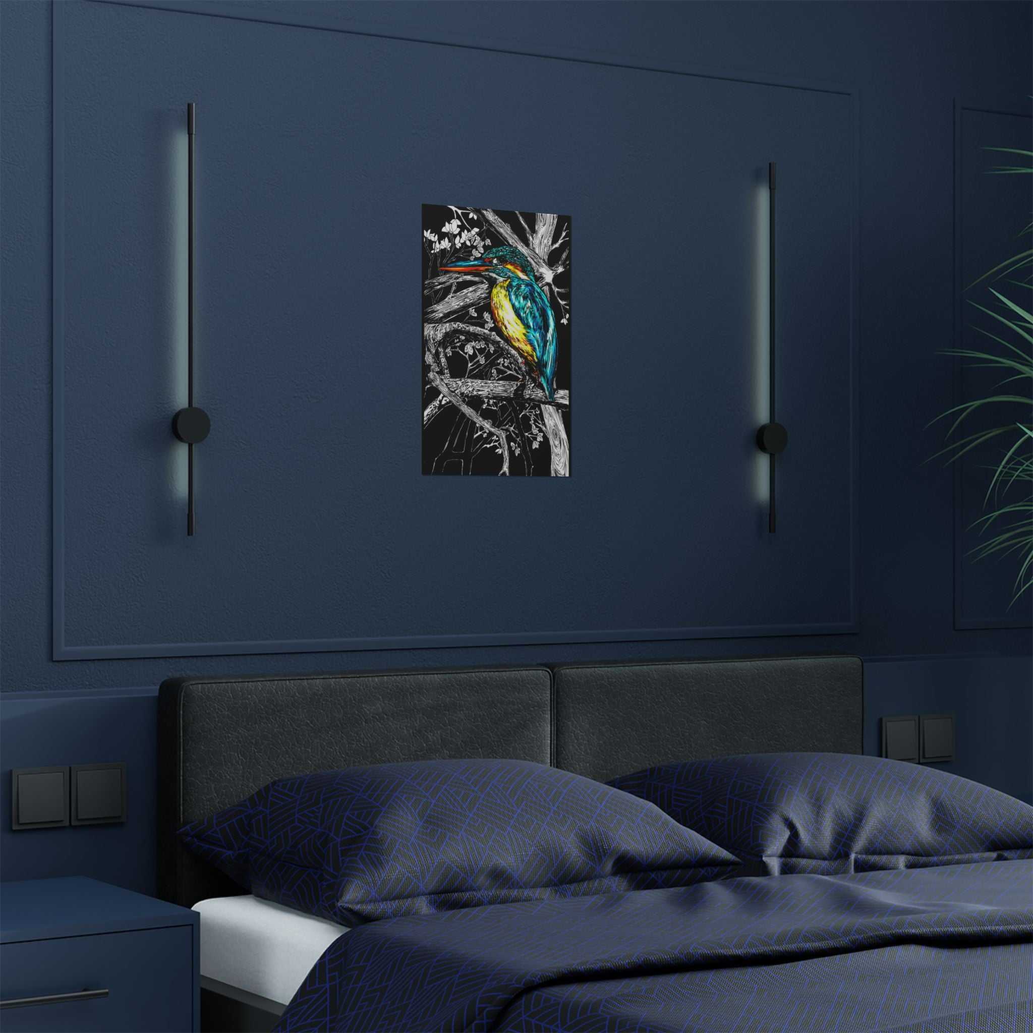 Bring nature's beauty into your home with our stunning Kingfisher Satin Poster - 300gsm Art Print for Nature Lovers. Shop now!