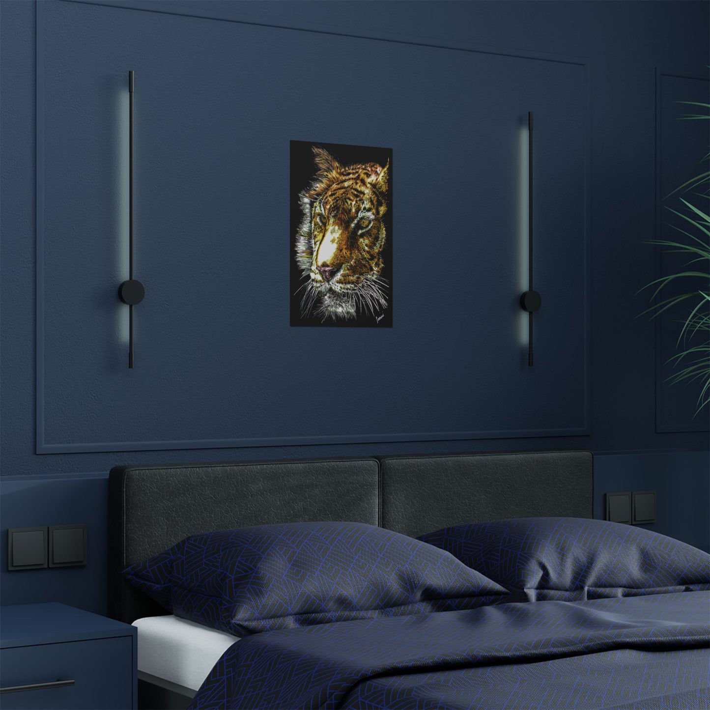 Majestic Tiger Satin Poster (300gsm) - Vibrant Wildlife Wall Art for Home Decor