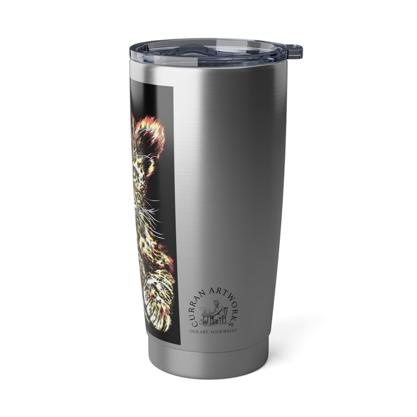 Leopard Cub 20oz Travel Mug, Original Wall Art Design, Gift for Animal Lovers, Hand Drawn Tumbler, Unique Wildlife Lover Gift, Leopard Print