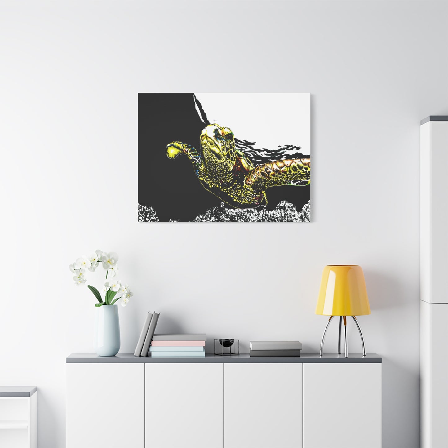 Sea Turtle Art Print of my Original hand drawn art printed on stretched canvas of a Sea Turtle