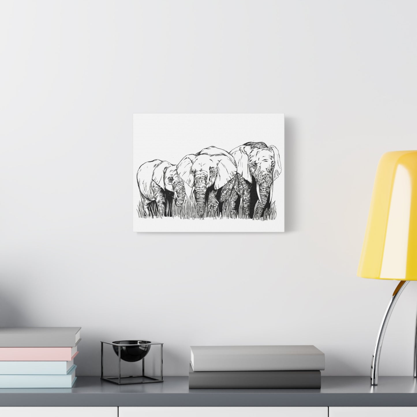 Elephant Family Art – Original Hand-Drawn Unique,
