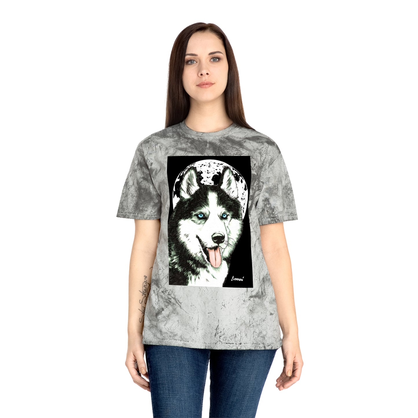 Siberian Husky Moon Graphic Tee for Animal Lovers