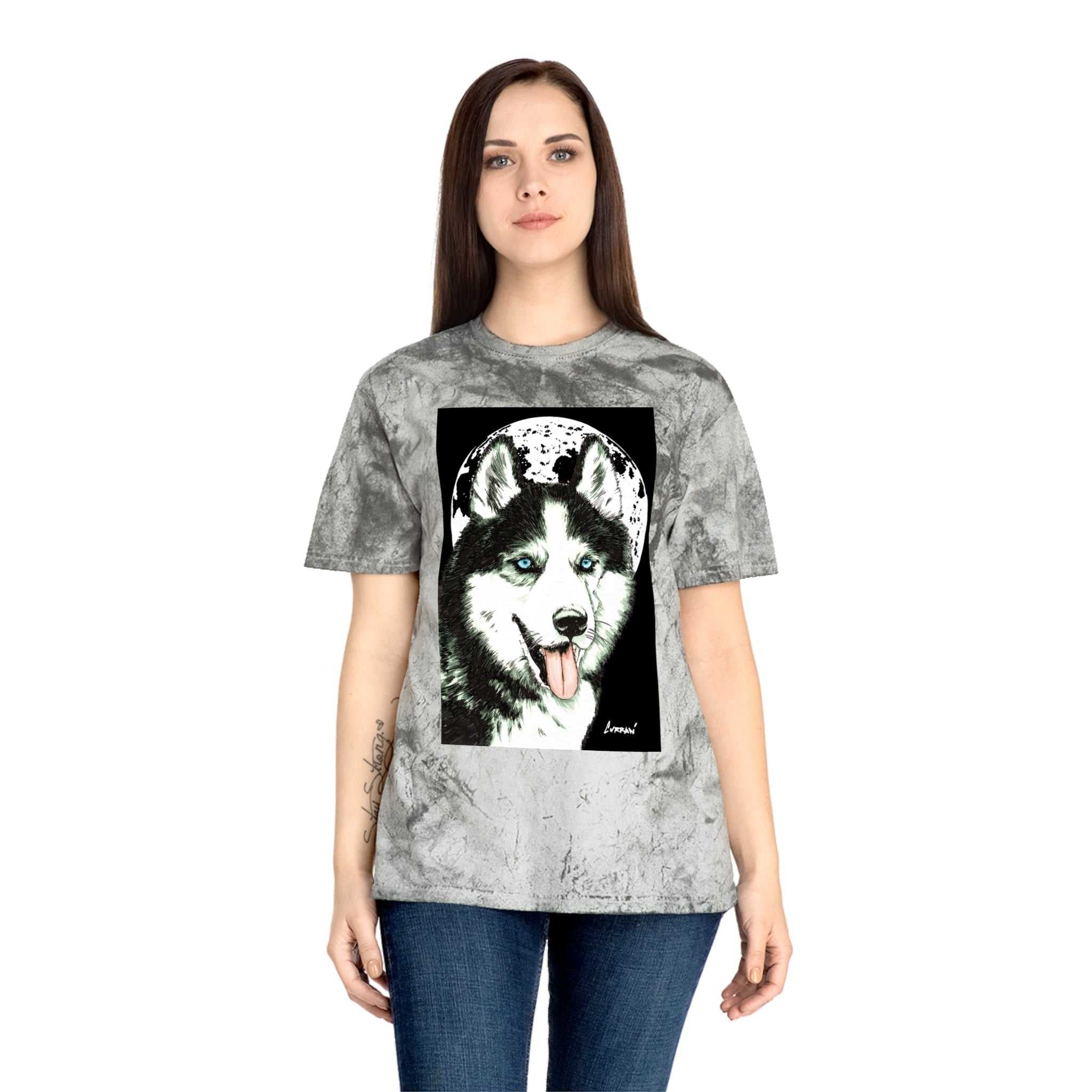 Siberian Husky Moon Graphic Tee for Animal Lovers