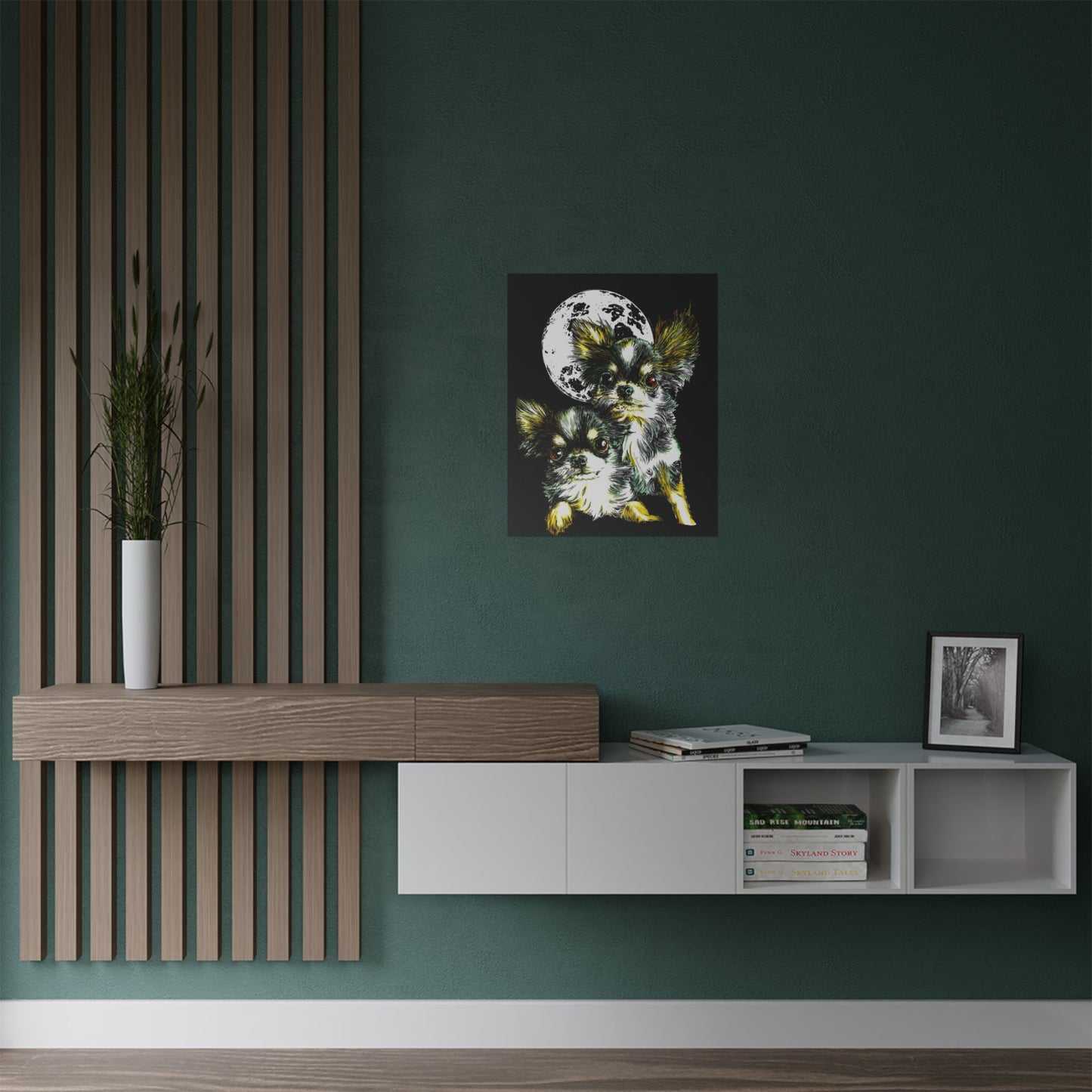 Chihuahua Moonlight Satin Poster - 300gsm Pet Art Decor