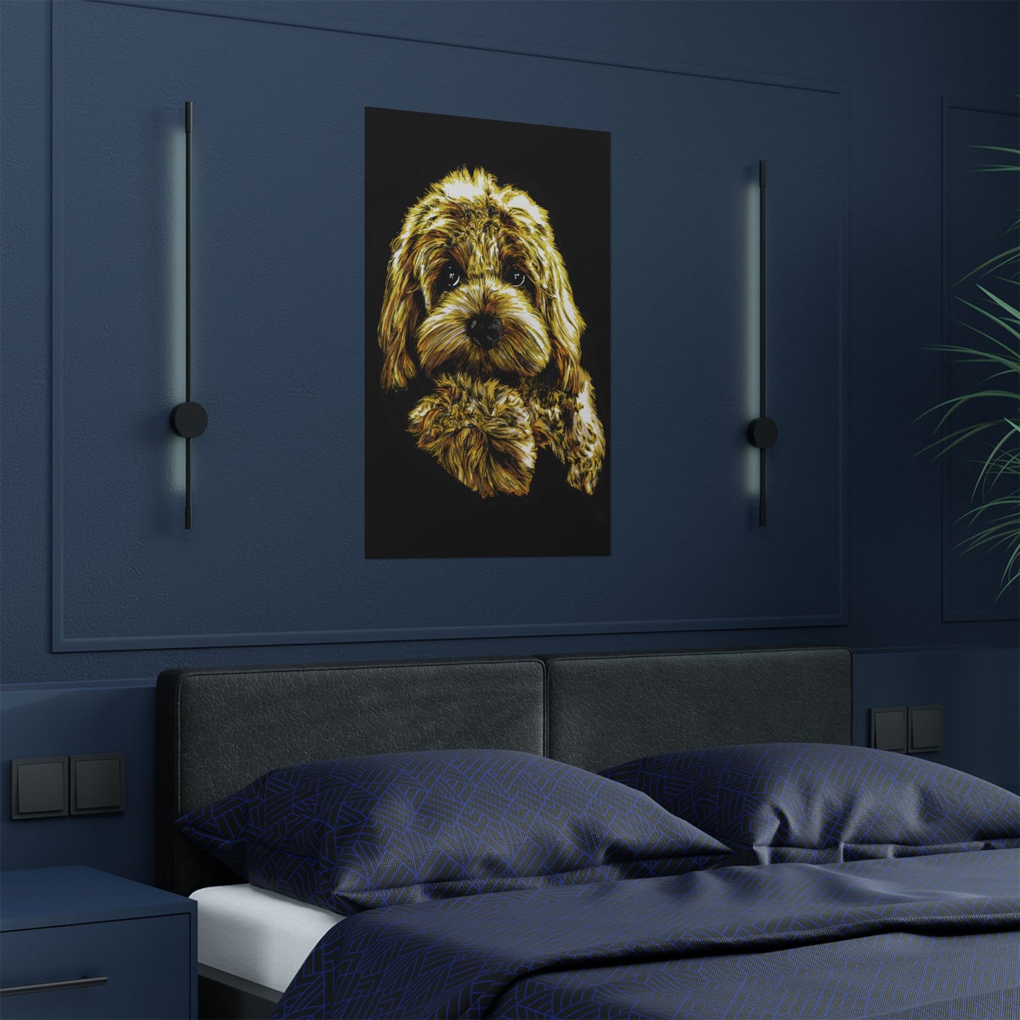 Golden Dog Art Satin Poster - Home Decor for Pet Lovers