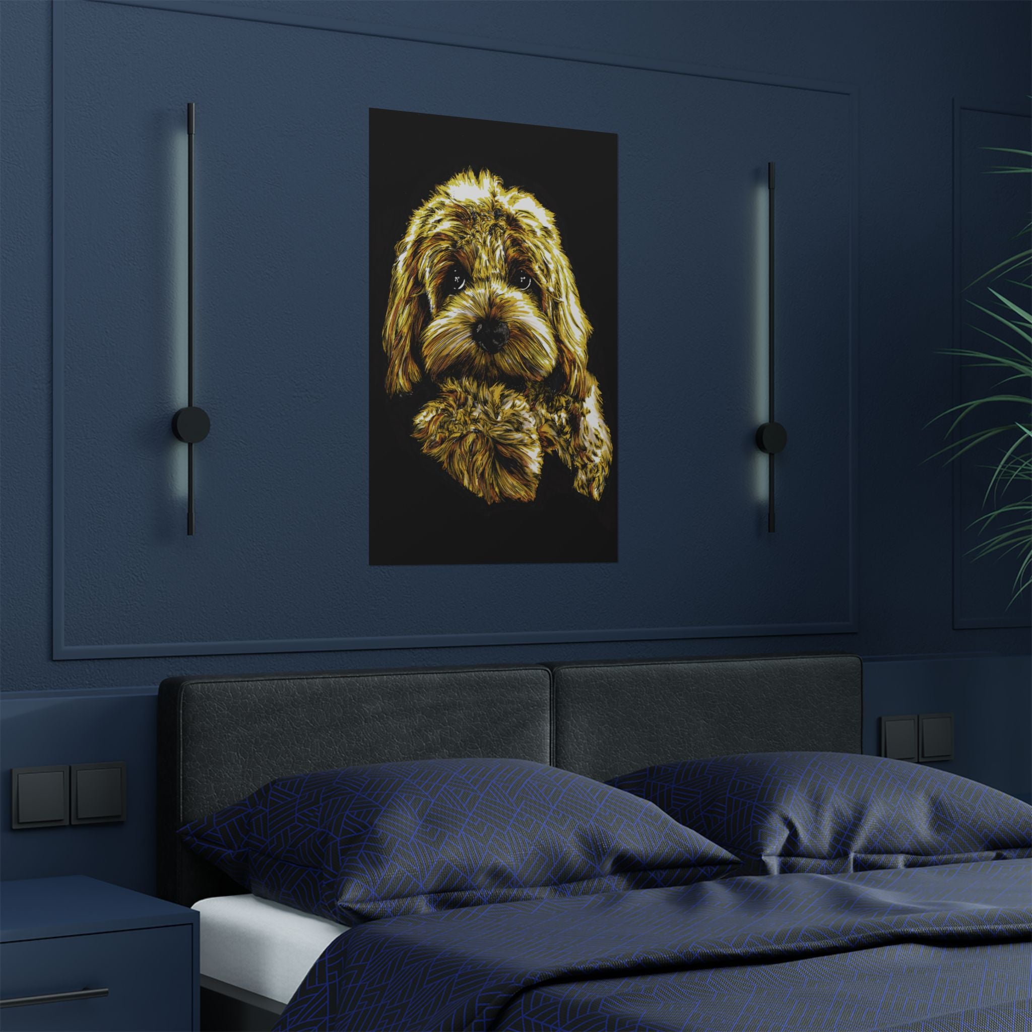 Golden Dog Art Satin Poster - Home Decor for Pet Lovers