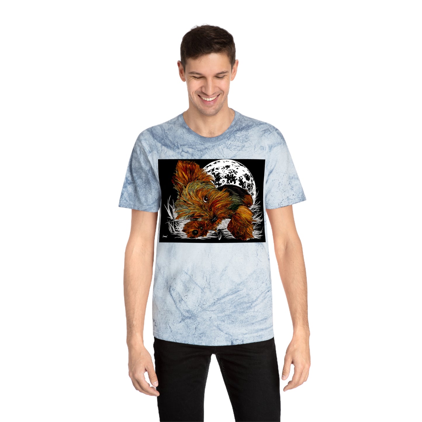 Colorful Puppy Moonlit Unisex T Shirt Perfect for Dog Lovers