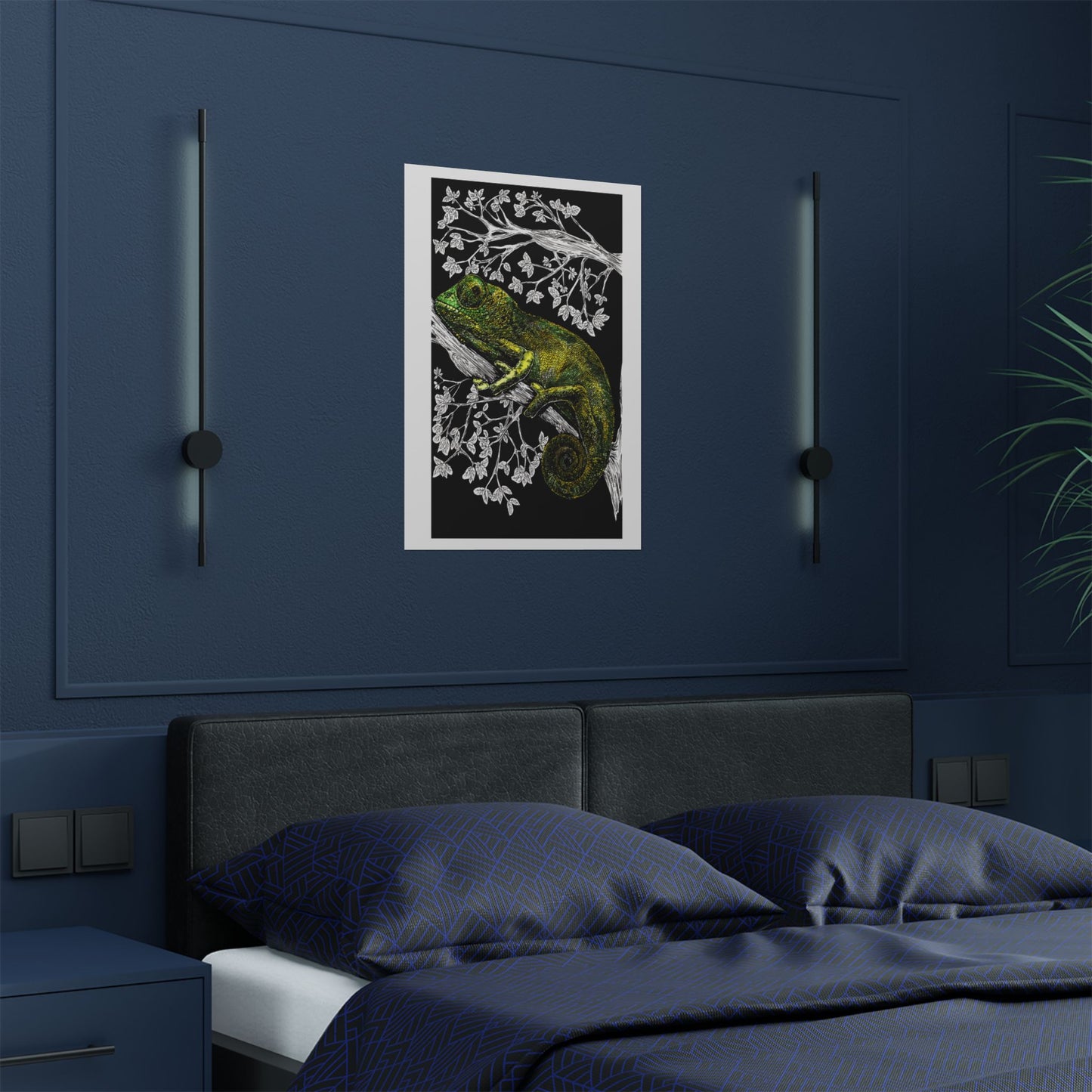 Vibrant Chameleon Satin Poster - 300gsm Wall Art for Nature Lovers